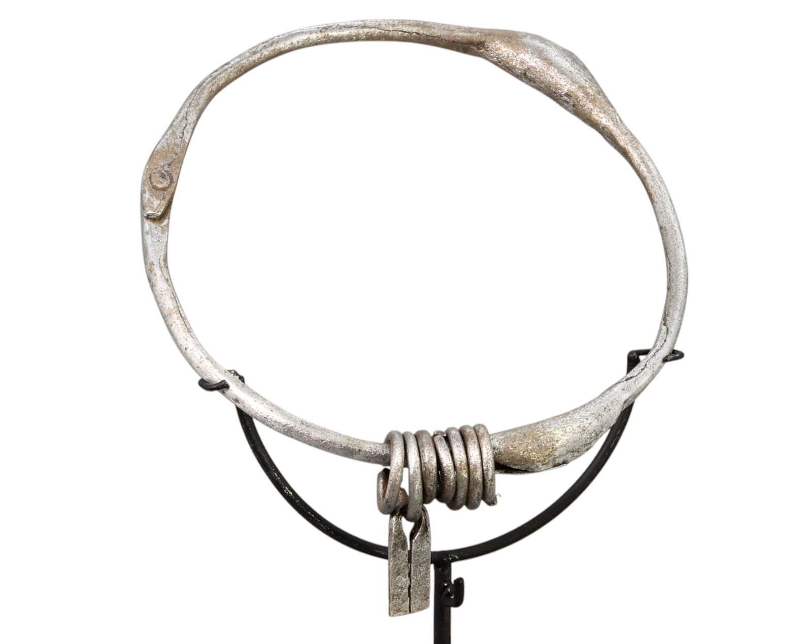 WEST AFRICA: Tuareg Silvered Bronze Currency Torque - 19th-20th Century, 12-12.5cm, 93g (1 of 2)