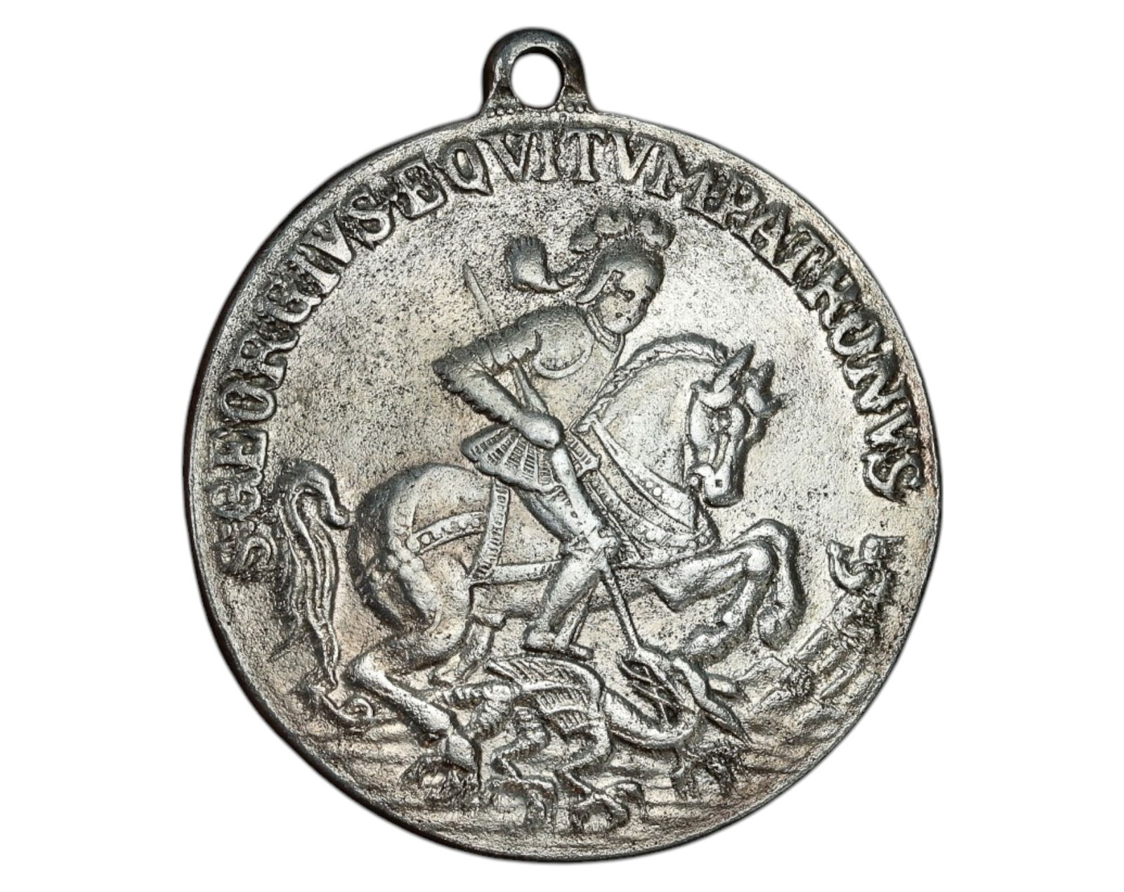 EUROPE: St. George & the Dragon Medal - Silvered, 3x3.2cm, 9.2g (1 of 3)