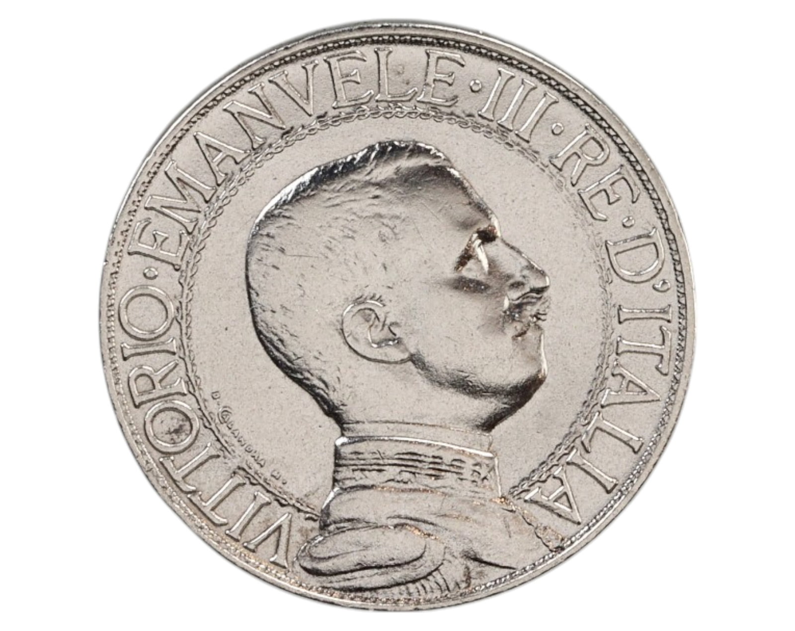 ITALY: Kingdom of Italy - 1 Lira Coin, 1913, Silver, Vittorio Emanuele III: A 1 Lira silver coin from 1913, issued under King Vittorio Emanuele III (1900-1946) during the Kingdom of Italy. The obverse features a right-facing portrait of the king, depicted in military attire, 