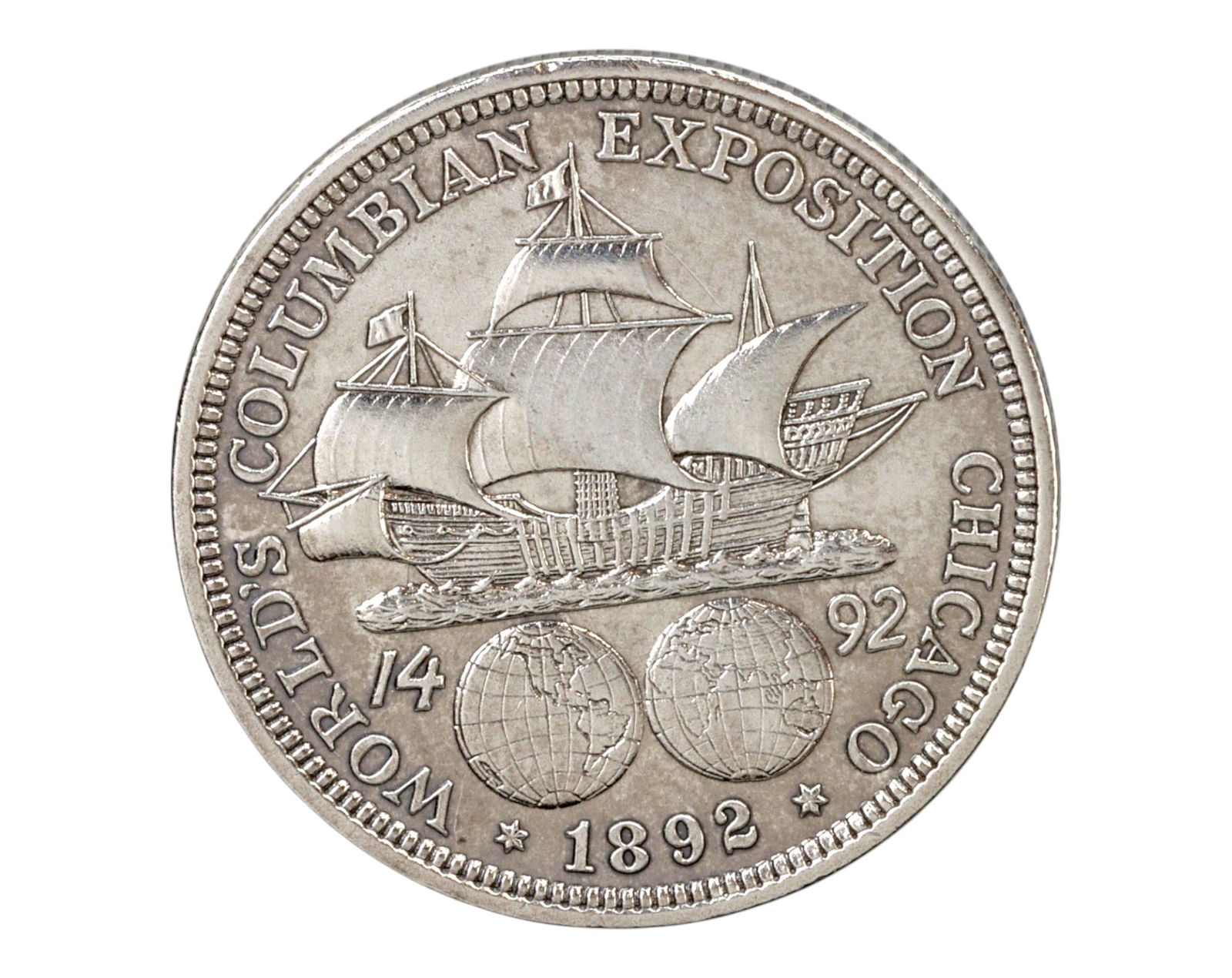 USA: Silver Columbian Exposition Half Dollar Coin - 1892, 3cm, 12.4g (1 of 3)