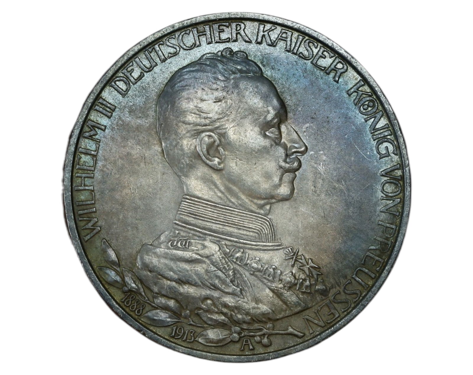 GERMANY: German Empire - 3 Mark, 1913 A "Prussia, 25th Year of Reign" Silver Coin (1 of 4)