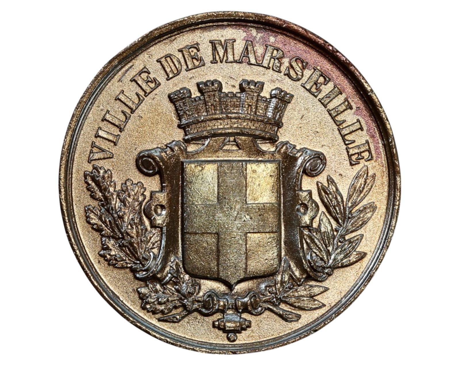 FRANCE: Marseille Conservatoire de Musique et de Declamation Bronze Prize Medal Coin - 1884: A beautifully preserved bronze medal awarded in 1884 by the Conservatoire de Musique et de Declamation in Marseille. Measuring approximately 50mm in diameter, this medal was presented as a 2nd Prize (