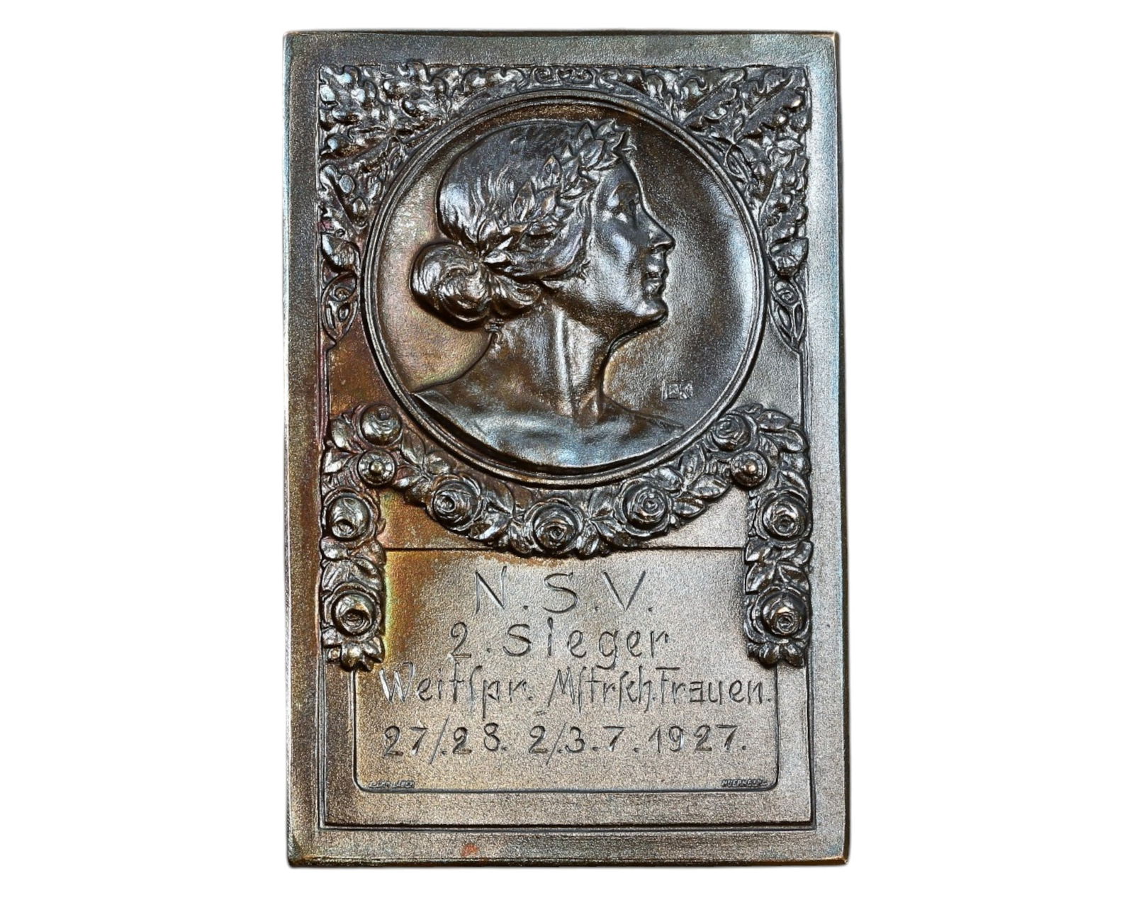 GERMANY: N.S.V. Women's Competition Plaque - Bronze, 1927 (1 of 2)