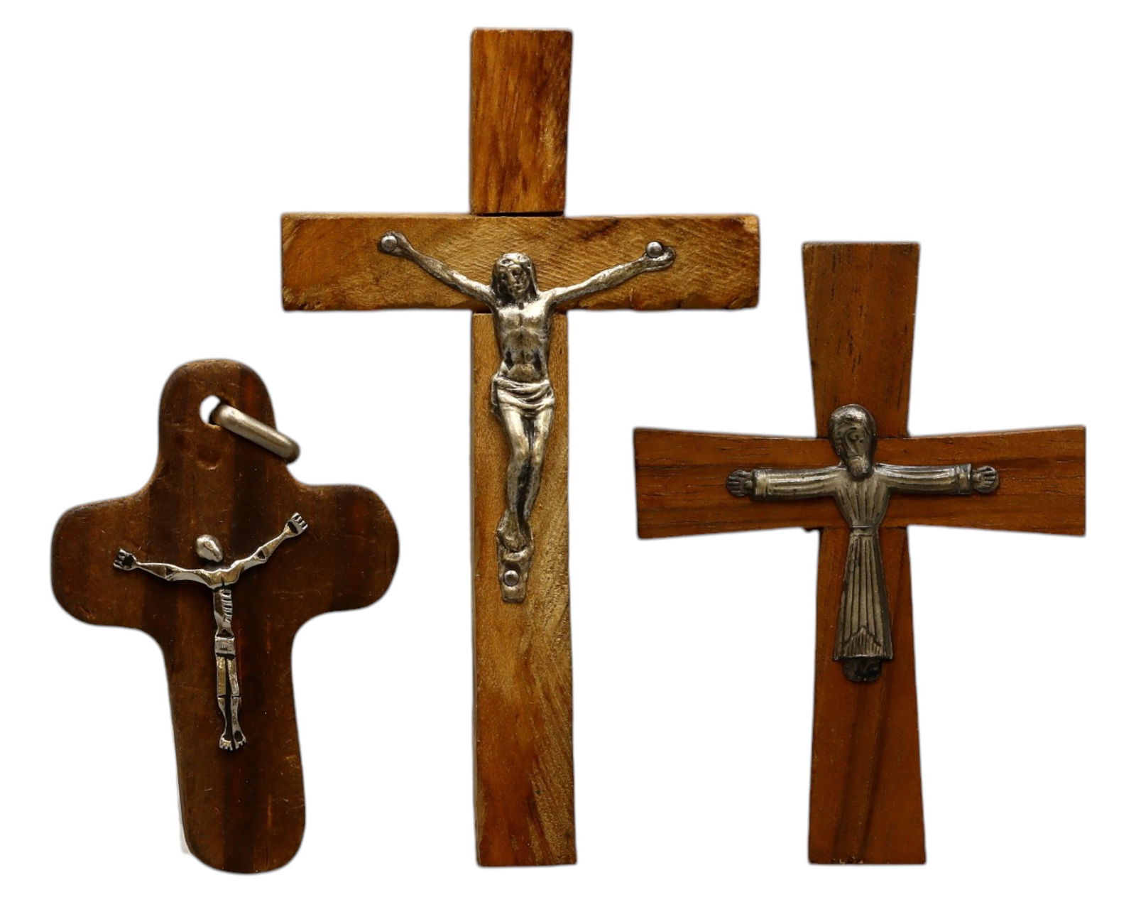 EUROPE: Set of Three Wooden Crucifixes - Vintage Religious Devotional Items (1 of 3)