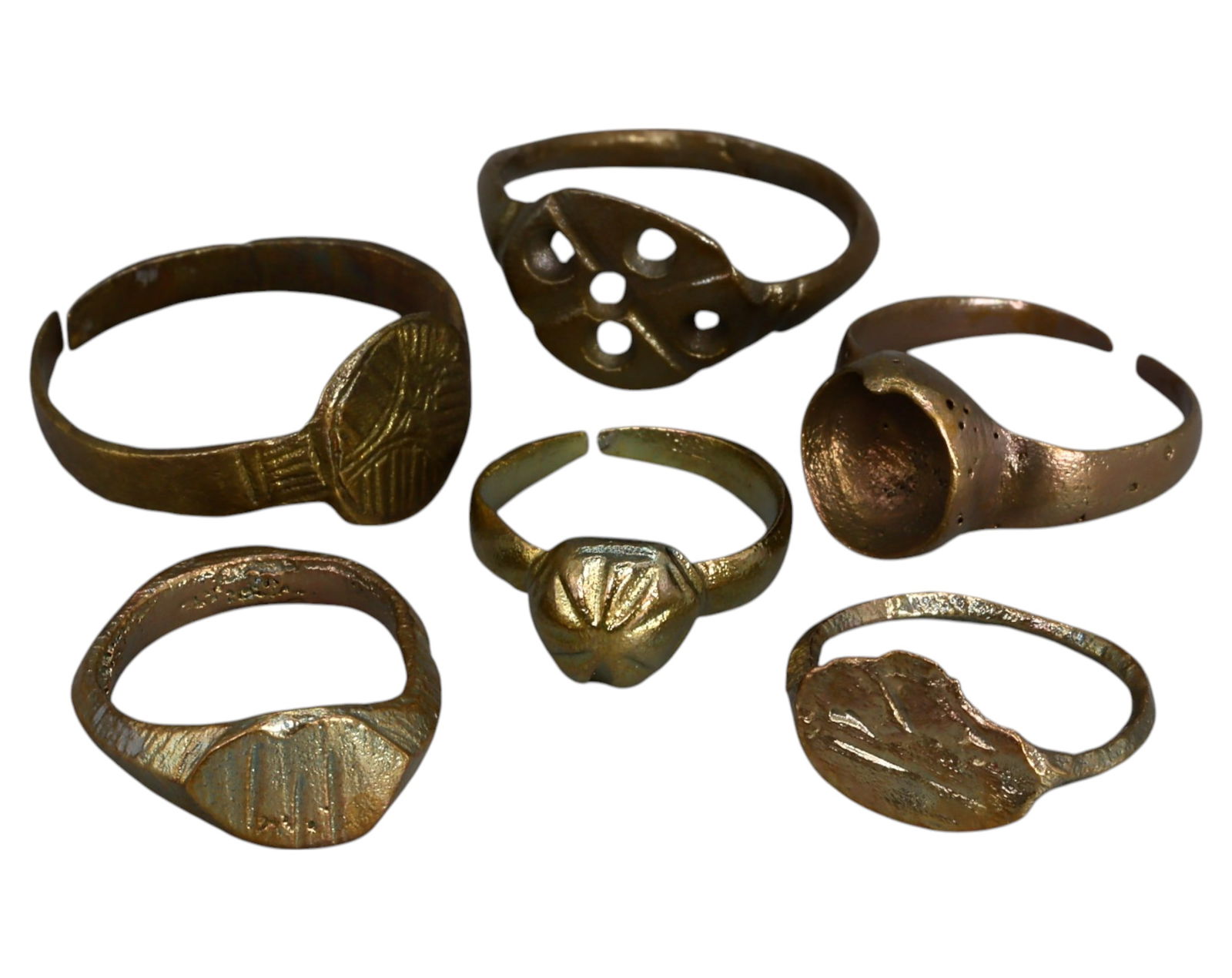 MEDIEVAL EUROPE: Set of Six Bronze Rings - 6th-14th Century, Various Sizes (1.4-1.9 US) (1 of 1)