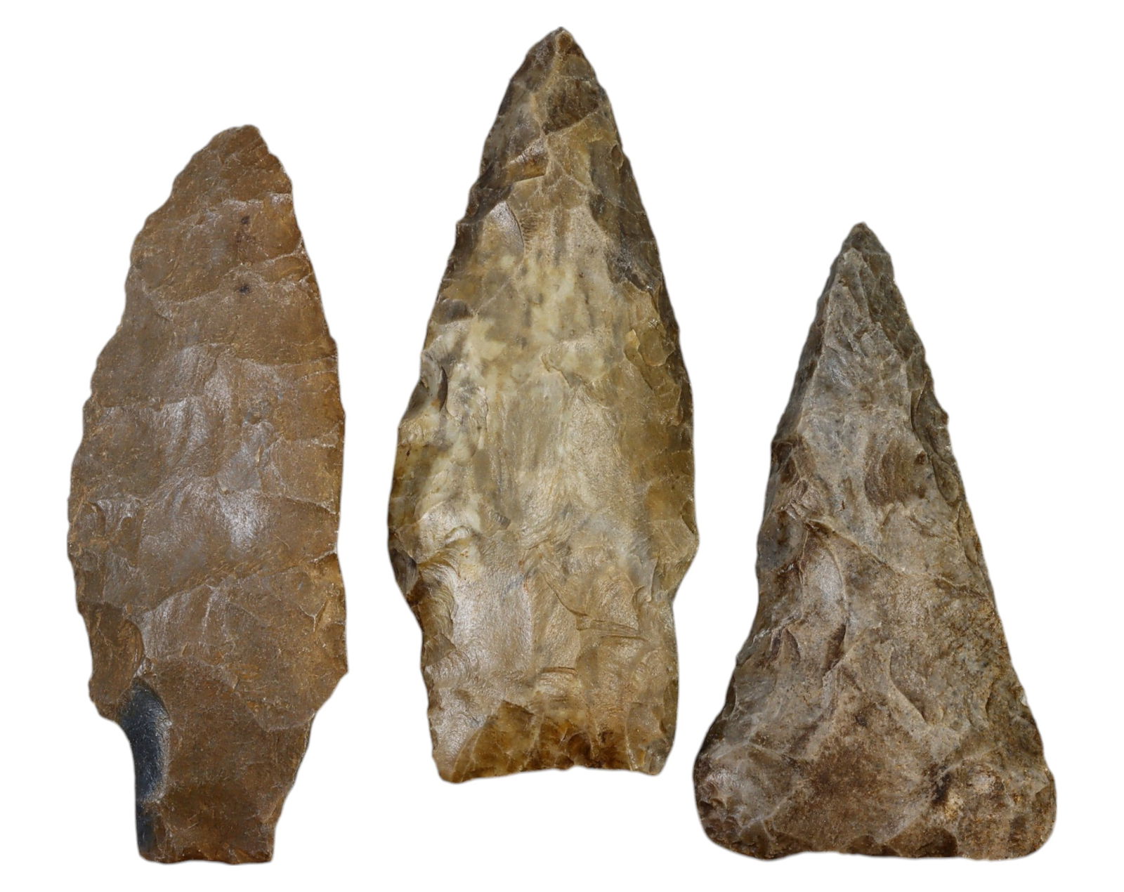 NORTH AMERICA: Native American Flint Projectile Points & Blades (3 pcs) - Pre-Columbian Era (1 of 1)