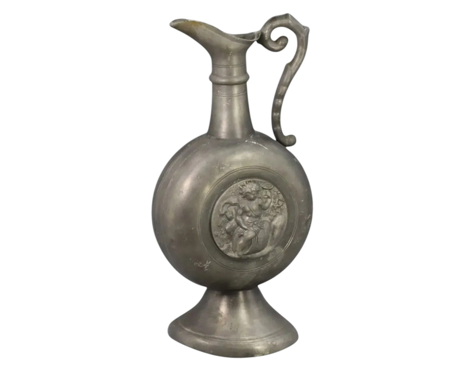 SWITZERLAND: Guggisberg Lugano Pewter Vessel - Embossed Motif, 38cm, 20th Century (1 of 4)