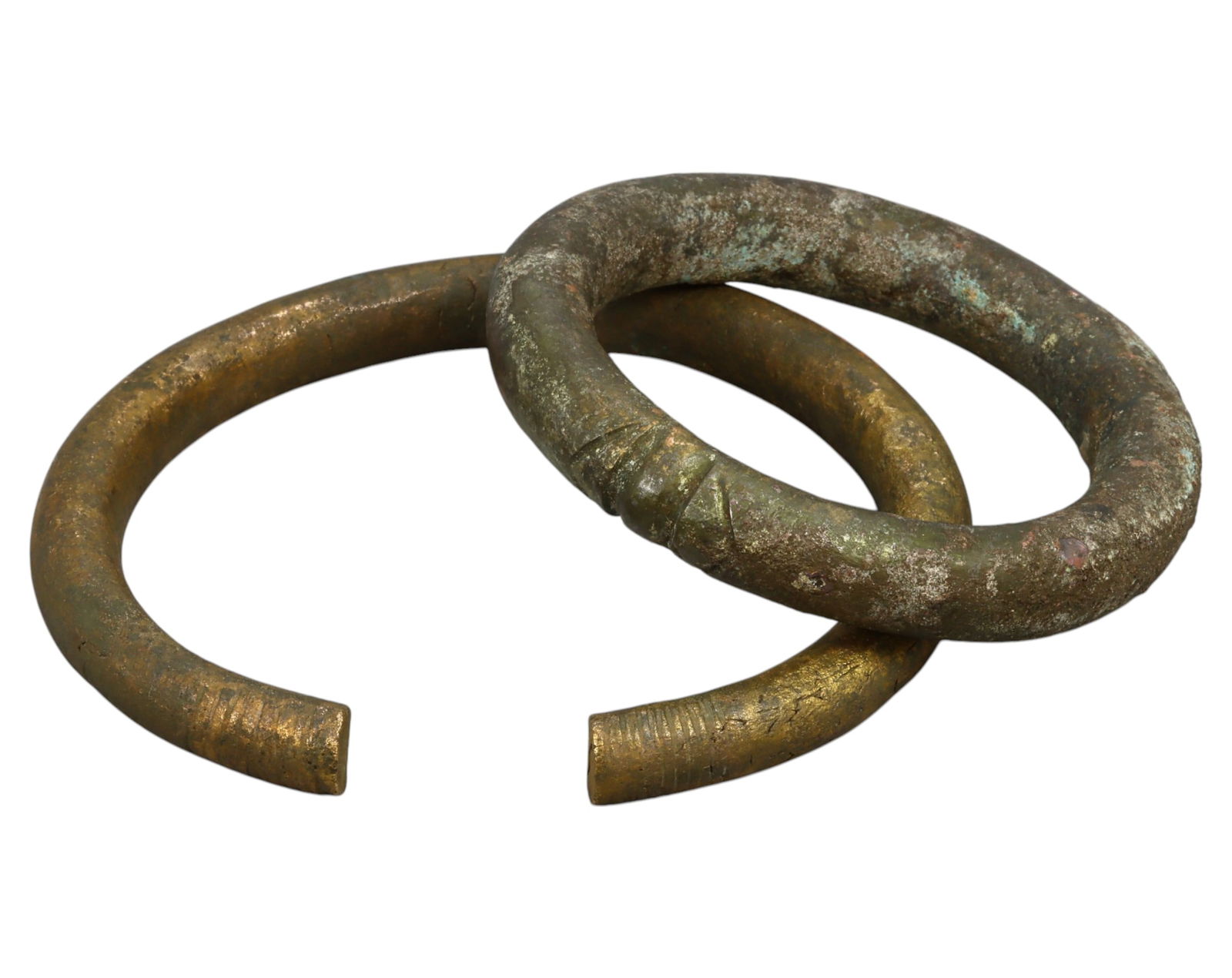 WEST AFRICA: Heavy Bronze Currency Bracelets (Set of 2) - 19th-20th Century, 8.5-11cm, 468g (1 of 1)