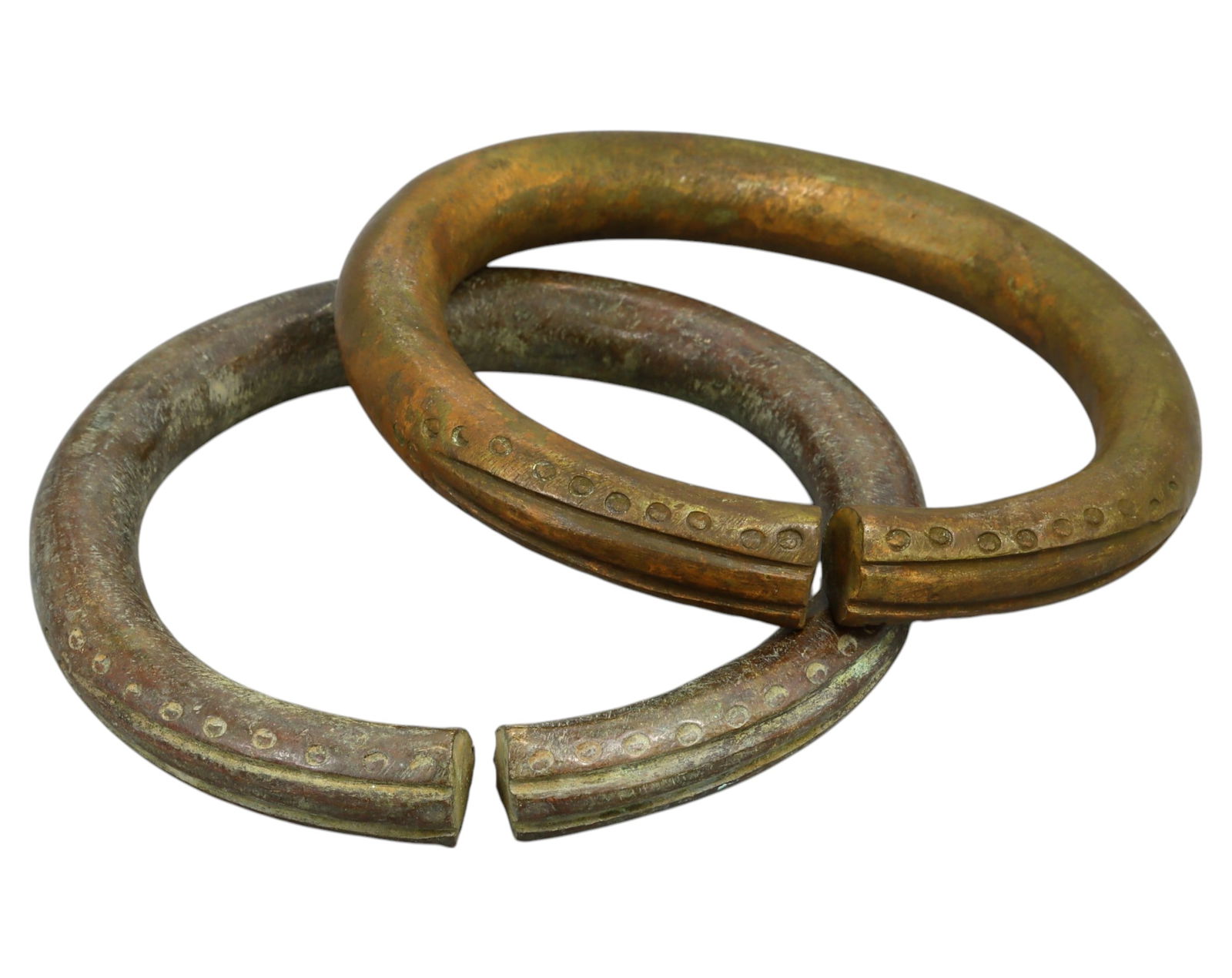 WEST AFRICA: Yoruba / Igbo Bronze Currency Bracelets - Heavy Cast, 9.5-10cm, 549g (Pair) (1 of 1)