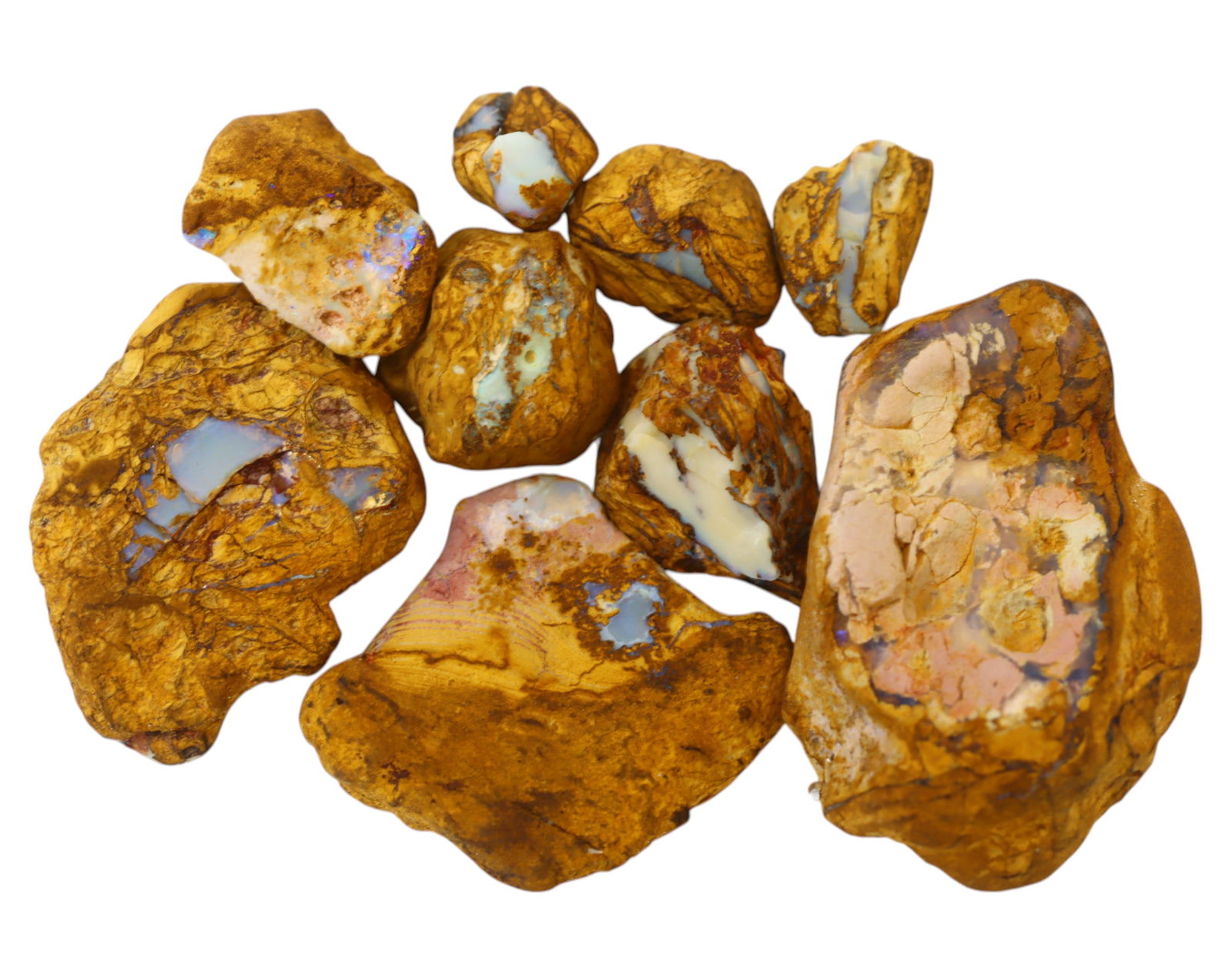 AUSTRALIA: Queensland Fossilized Crystal Opal Rough Lot, 1-5.5cm, 139g (Images Taken Wet) (1 of 1)