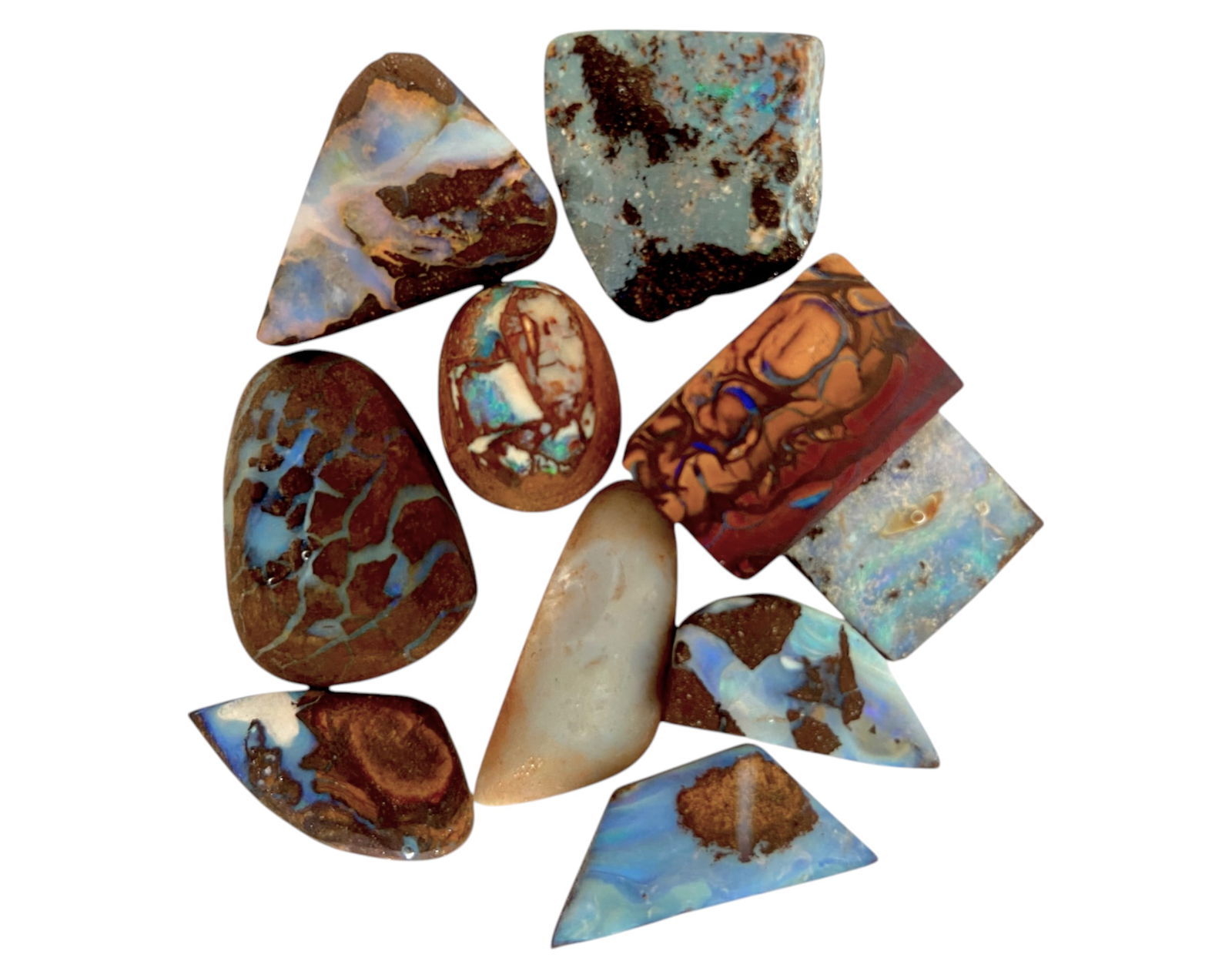 AUSTRALIAN MATRIX BOULDER OPAL - Preform Lot, 10 Pieces, 20.4g, 14-17.9mm (Images Taken Wet) (1 of 2)