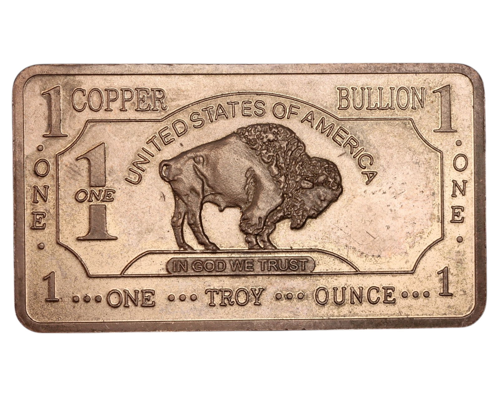 UNITED STATES: .999 Fine Copper Bullion Bar - Buffalo Design, 1 Troy Ounce (1 of 3)