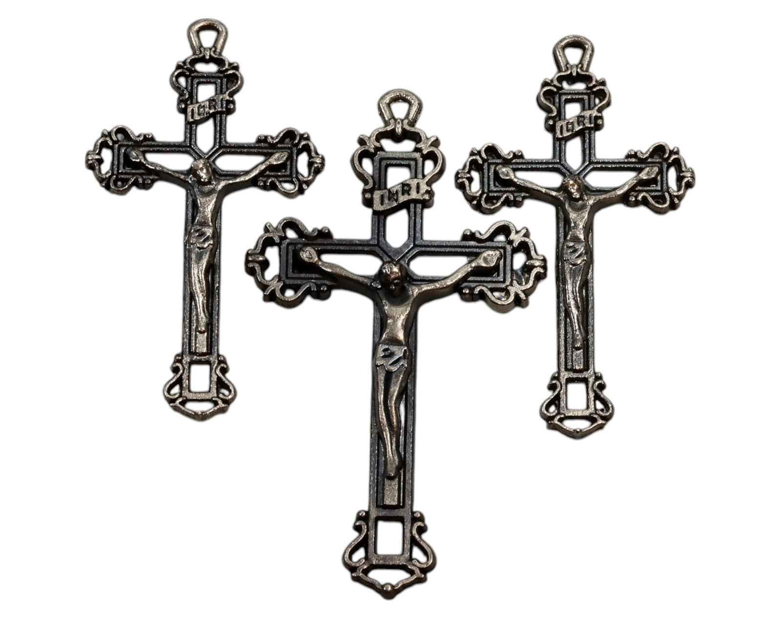VATICAN/ITALY: Ornate Filigree Crucifixes - Silver-Tone, 20th Century (Set of 3) (1 of 3)