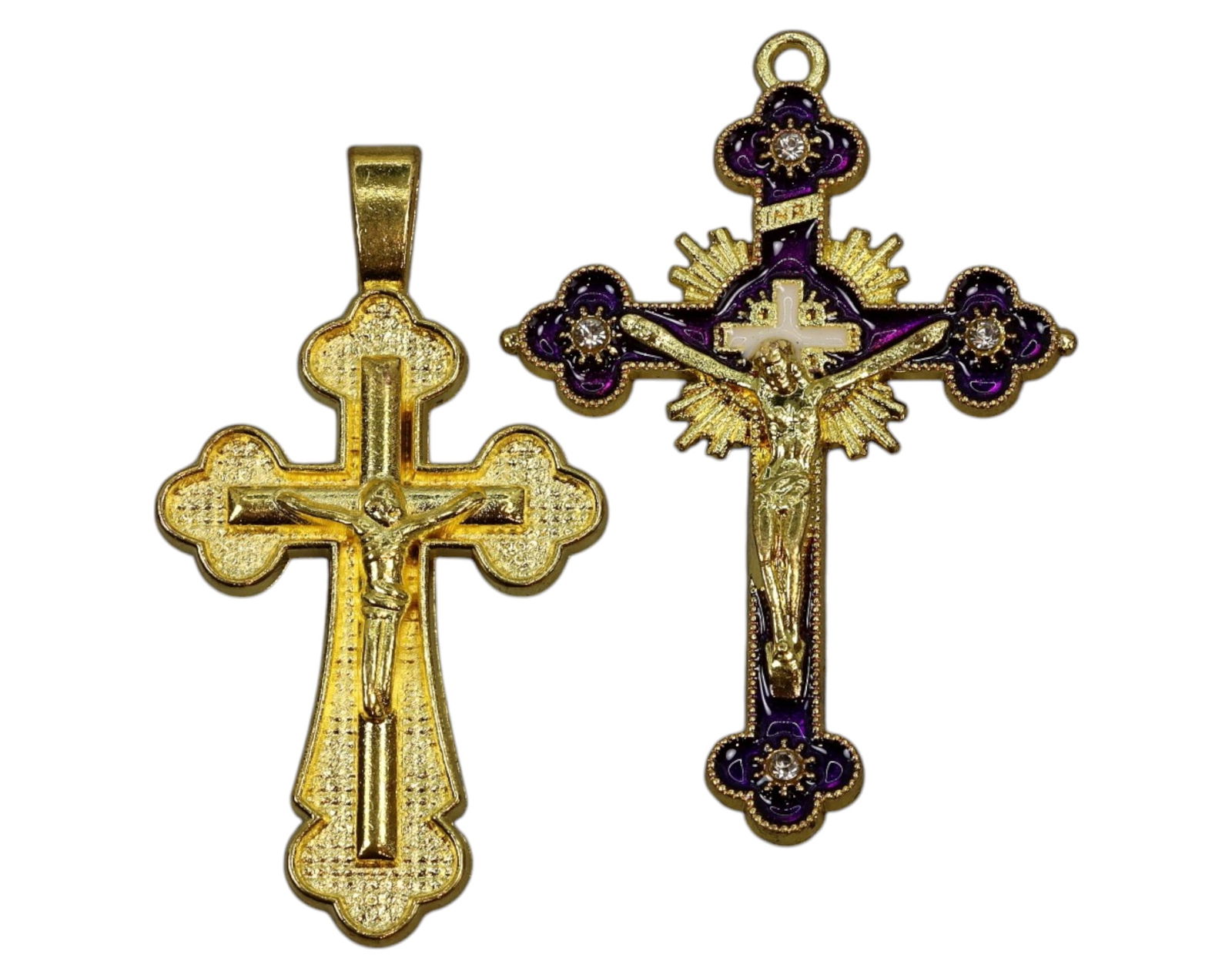 RUSSIA: Orthodox Crucifix Set - Gilded Alloy & Enamel, 5x3 cm, 12g (1 of 3)