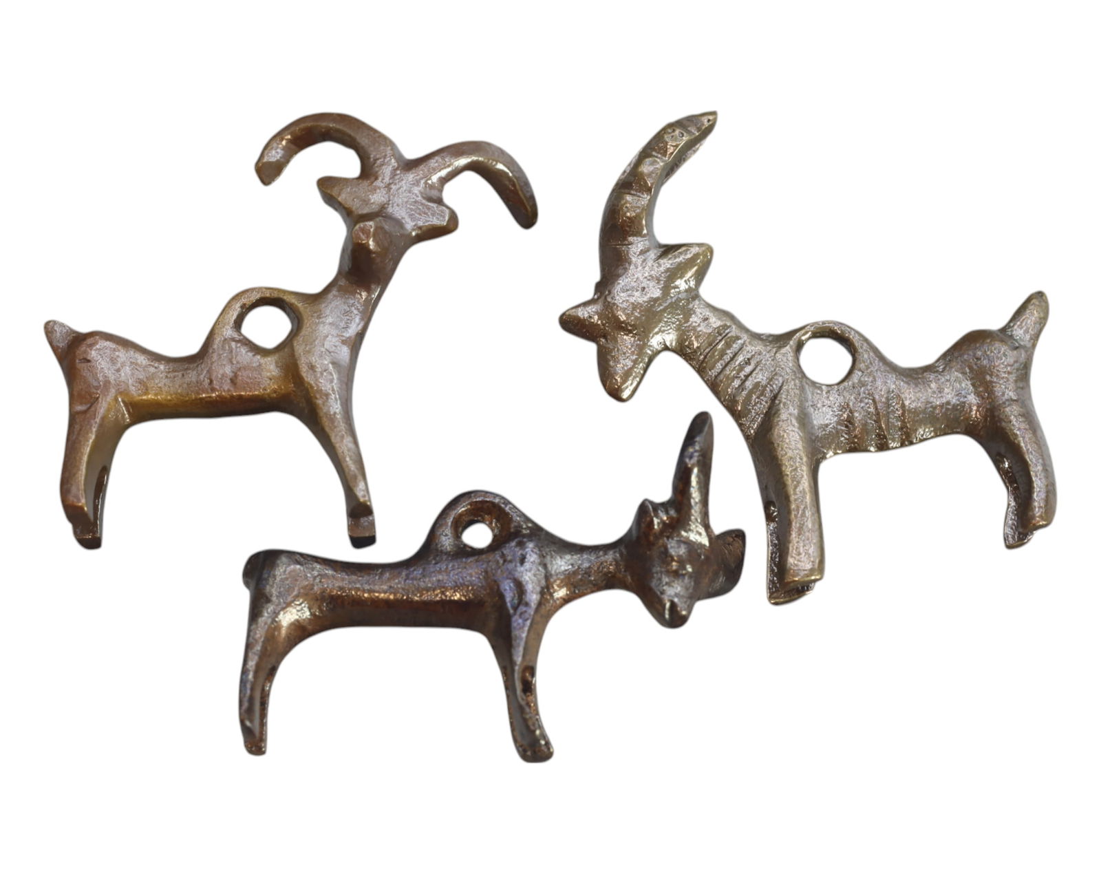 VINTAGE: 3 Bronze Zoomorphic Pendants - 4.5-4.6cm, 56g (1 of 2)