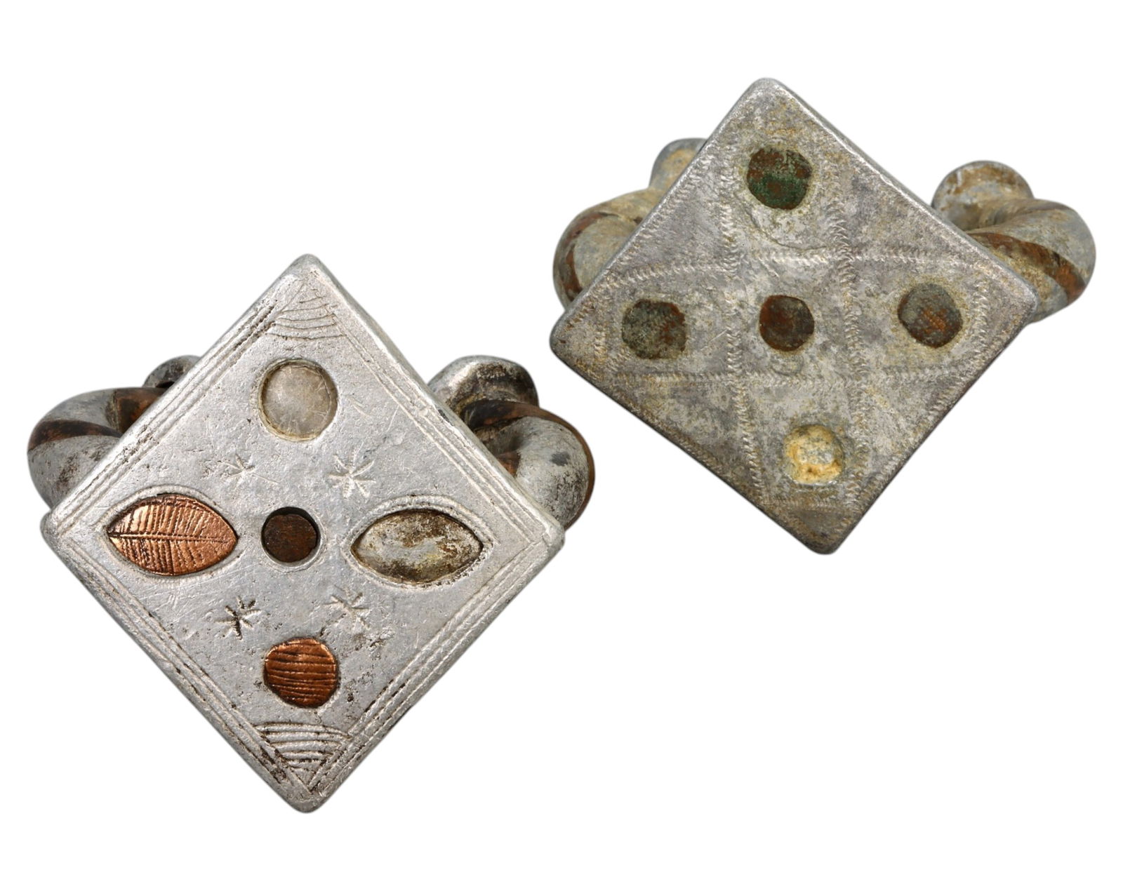 WEST AFRICA: Ashanti Akan Geometric Aluminum & Copper Currency Bracelets - 6.8-7cm, 220g, 19th/20thC (1 of 2)