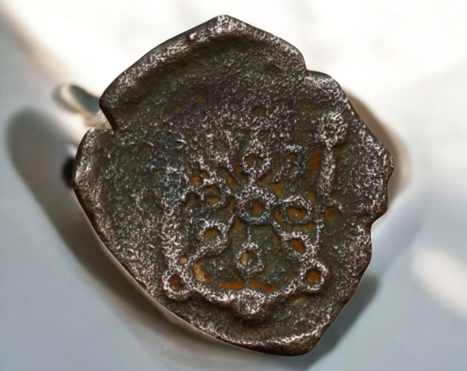 NAVARRE: Medieval Kingdom - Billon Cornado Coin, 13x15mm, 0.8g: A scarce and historically significant billon Cornado from the medieval Kingdom of Navarre, featuring a distinctive cross on the obverse, surrounded by a beaded border, a design commonly associated wit