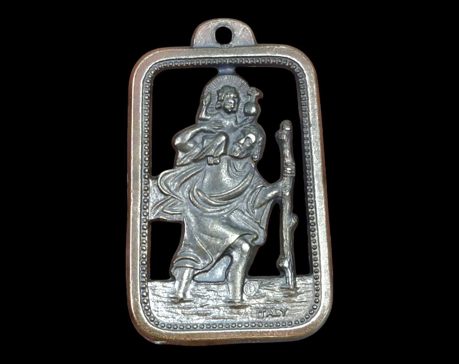 ITALY: Saint Christopher Openwork Medal - Cast Metal, 20th Century (1 of 2)