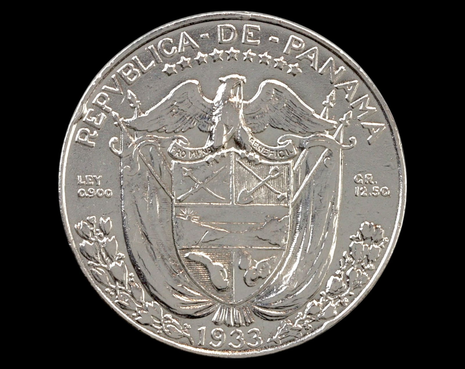 PANAMA: Silver 1/2 Balboa Coin - Vasco Nunez de Balboa, 1933, 3cm, 12.3g (1 of 3)