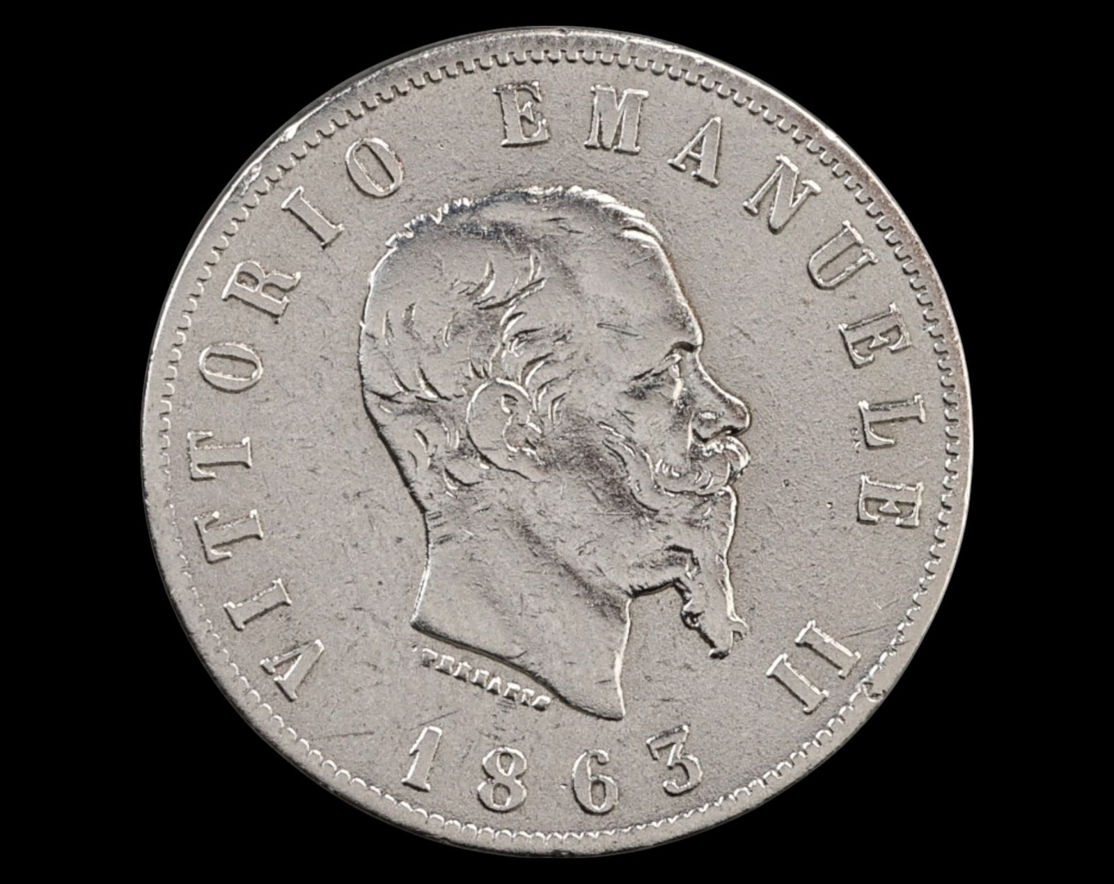 ITALY: Vittorio Emanuele II Silver 2 Lire Coin - 1863-B, Bologna Mint (1 of 4)