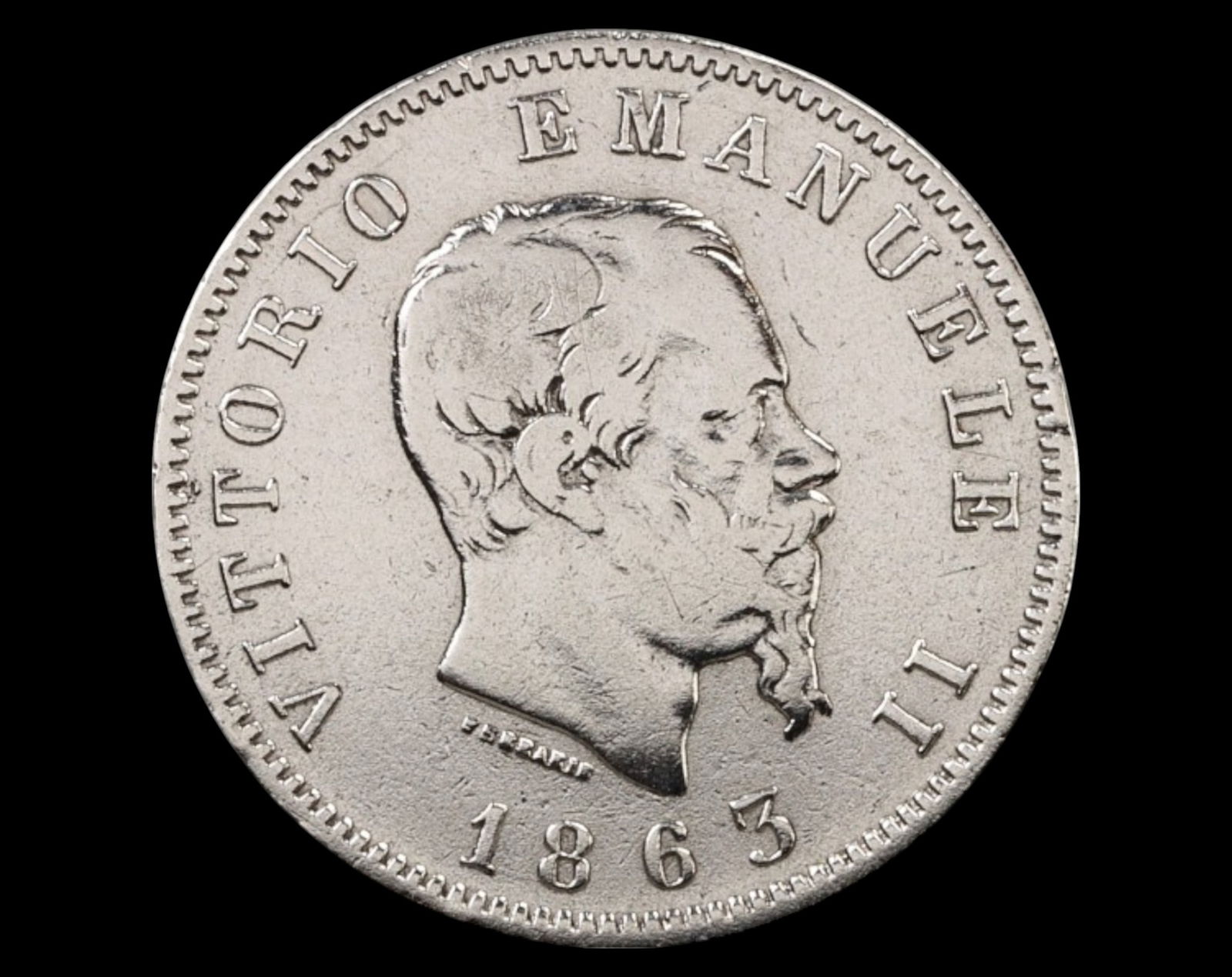 ITALY: Kingdom of Italy - 1 Lira Coin, 1863, Silver, Naples Mint (N), Vittorio Emanuele II (1 of 4)