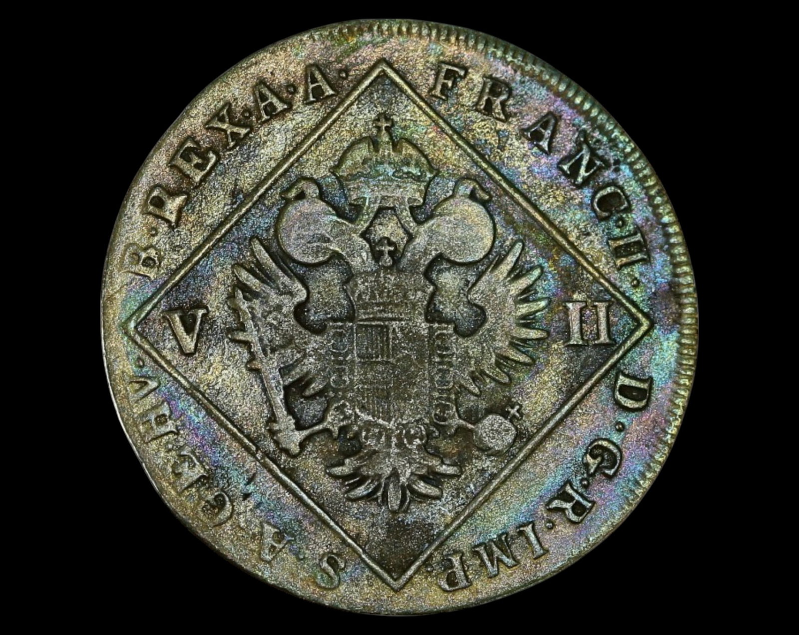 AUSTRIA: Franz II - Copper 7 Kreuzer Coin, 1802 C (Prague Mint): A well-preserved copper 7 Kreuzer Coin coin issued in 1802 under Emperor Franz II (1792-1806), the last Holy Roman Emperor before the dissolution of the empire in 1806. Measuring 26mm and weighing 4.4
