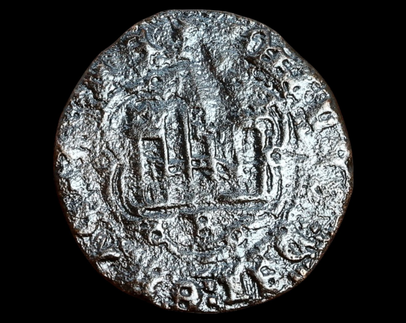 SPAIN: Juan II of Castile - AE Blanca, Burgos Mint (1406-1454): A medieval Blanca struck under King Juan II of Castile (1406-1454) at the Burgos Mint, this vell?n (billon) coin measures approximately 22x24mm and weighs 2.6g. The obverse bears a castle within a bea