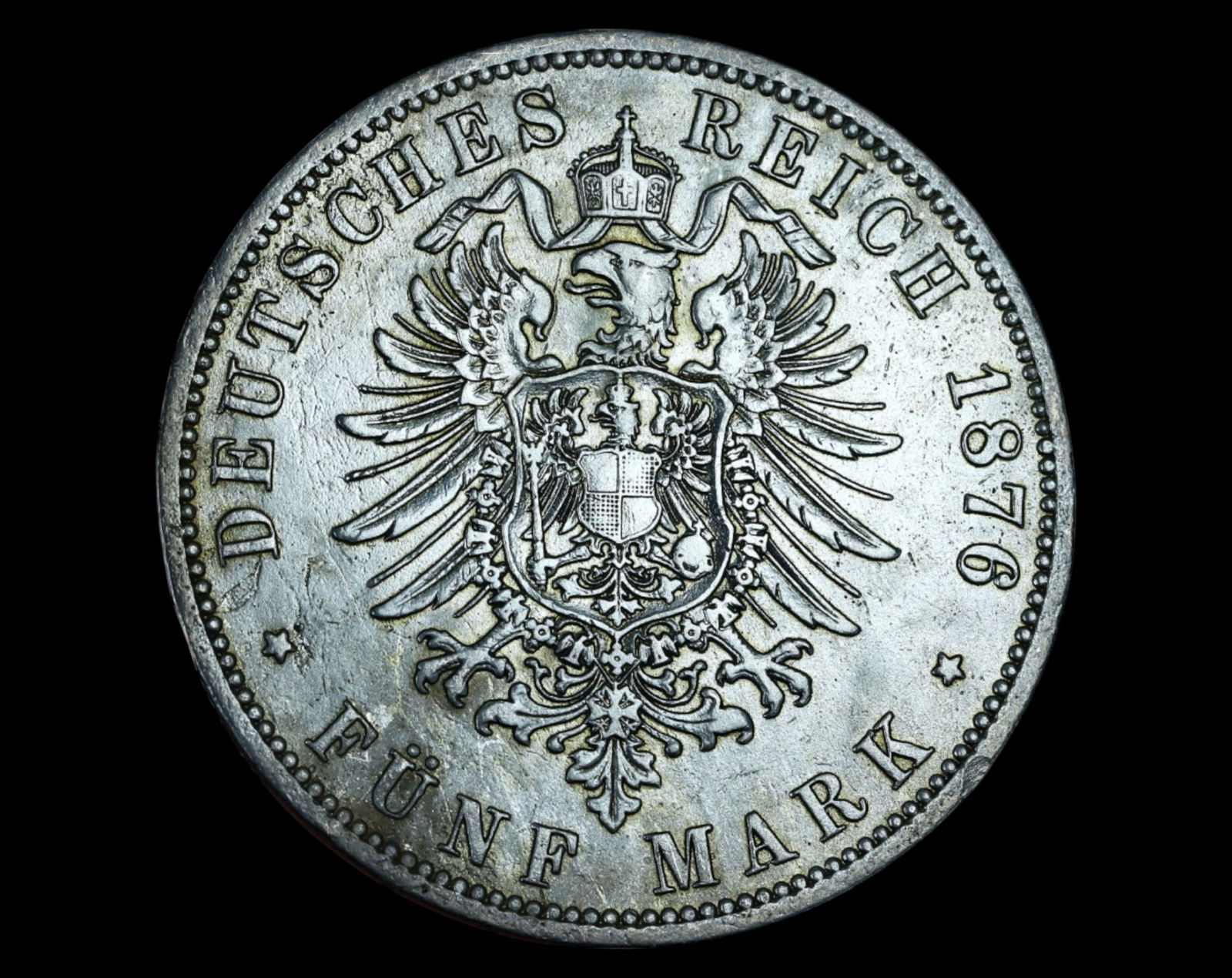 GERMANY: German Empire - 5 Mark, 1876 B "Prussia" Silver Coin (1 of 4)