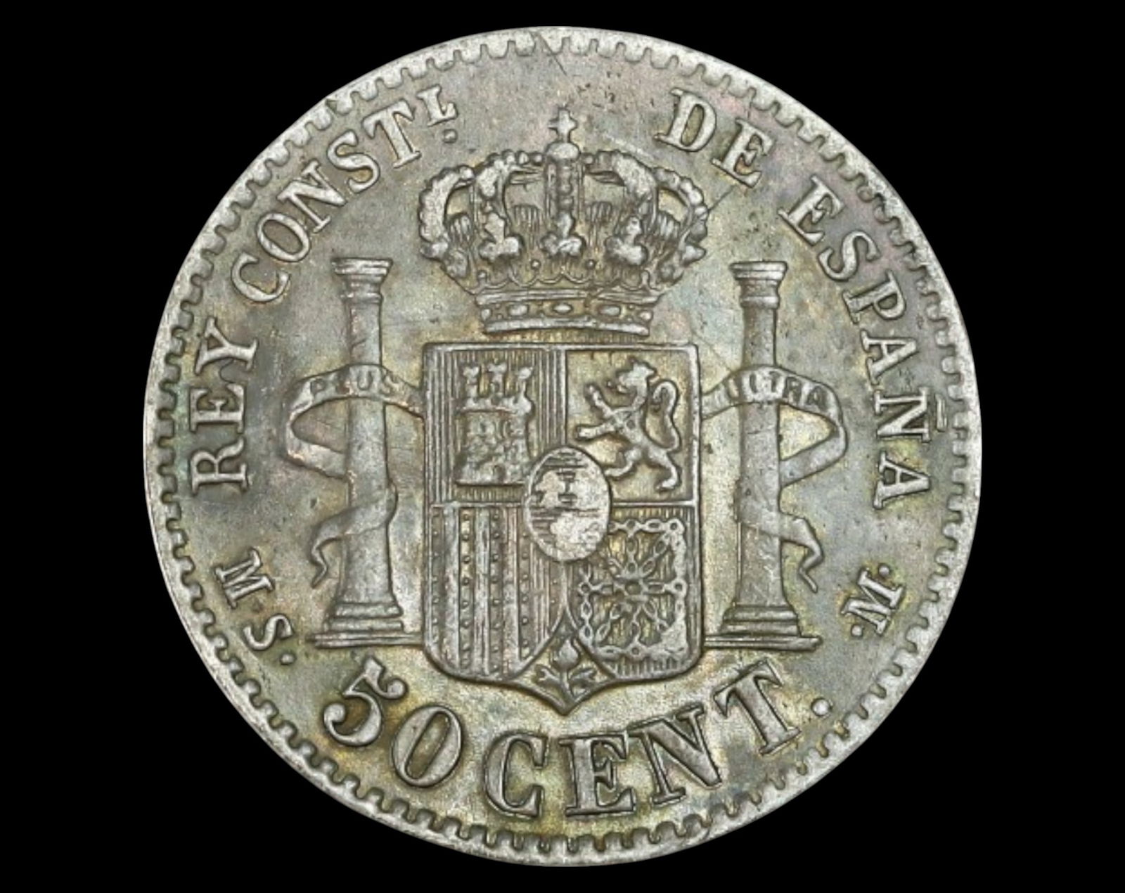 SPAIN: Alfonso XII - Silver 50 Centimos Coin Coins, 1881 (Madrid Mint) (1 of 3)