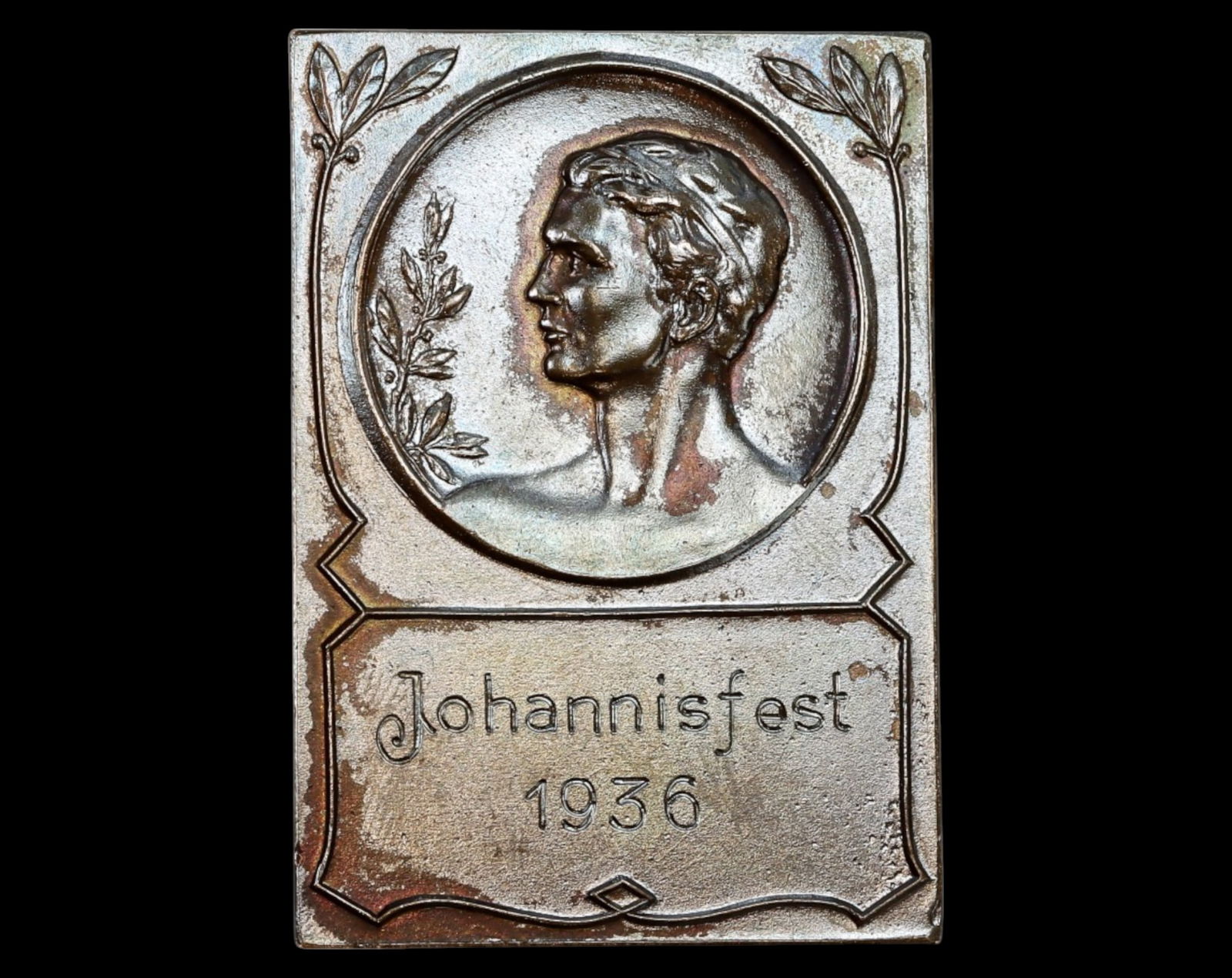 GERMANY: Rectangular Bronze Sport Plaque - Johannisfest, 1936 (1 of 2)