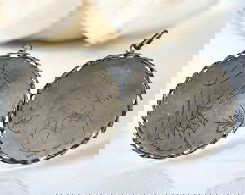 Franco Lapini Italian Silver Plate Tray with Applied Leaves & Vines Franco Lapini Italian Silver Plate Tray with Applied Leaves & Vines