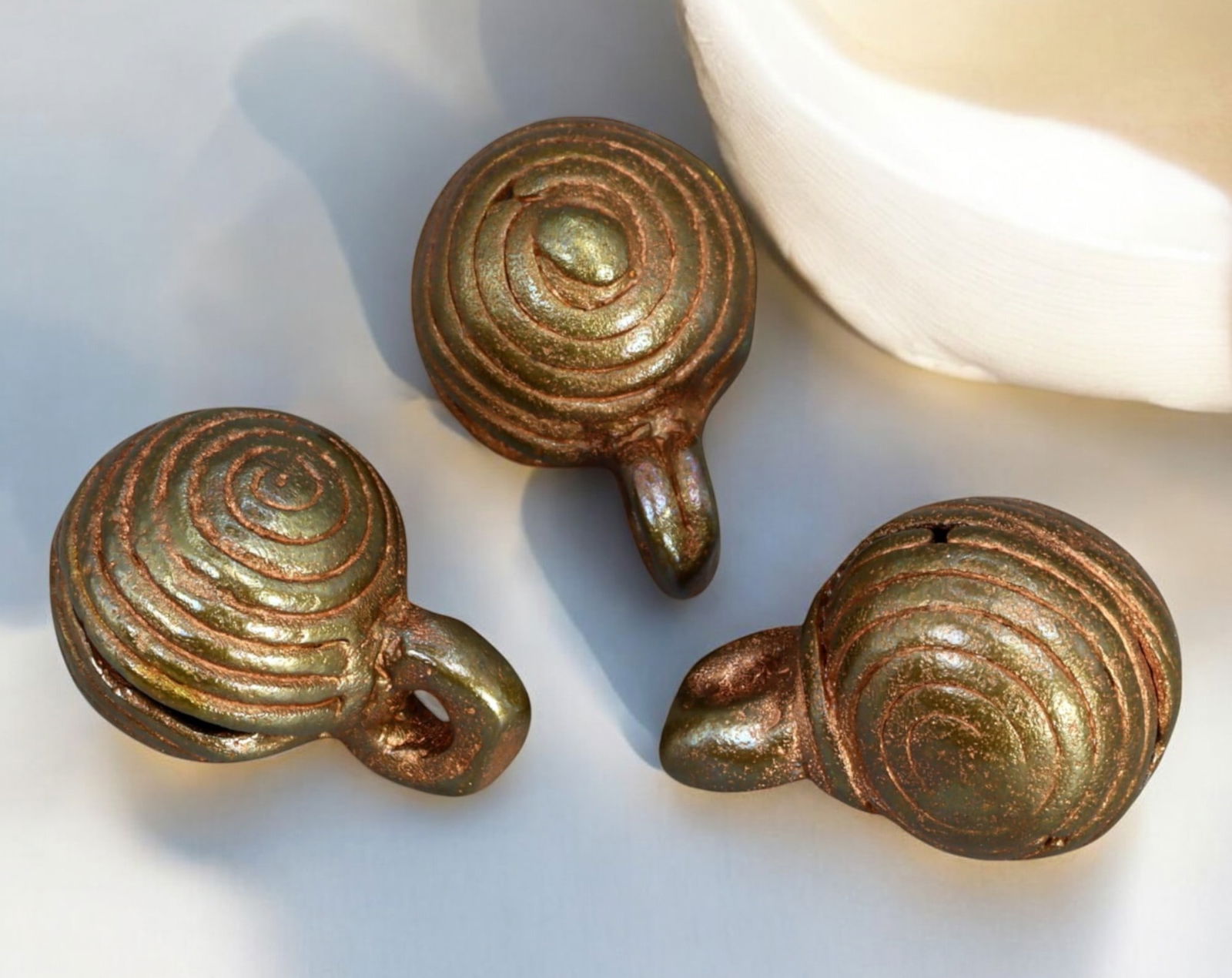 BURMA: Chin Tribal Bronze Bells - Ritual & Ornamentation, 18th Century, 3 Pieces, 1.8-2cm, 32g (1 of 1)