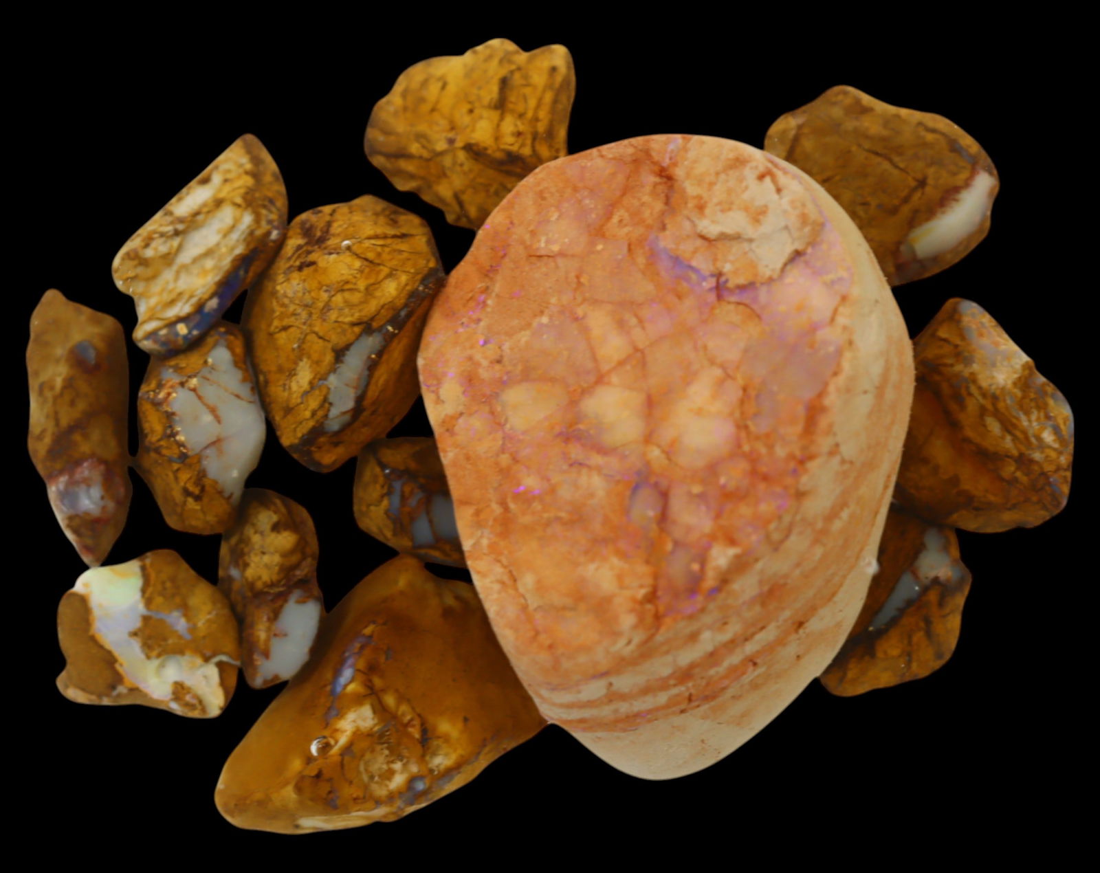 AUSTRALIA: Queensland Fossilized Crystal Opal Rough Lot, 1-5cm, 79g (Images Taken Wet) (1 of 1)