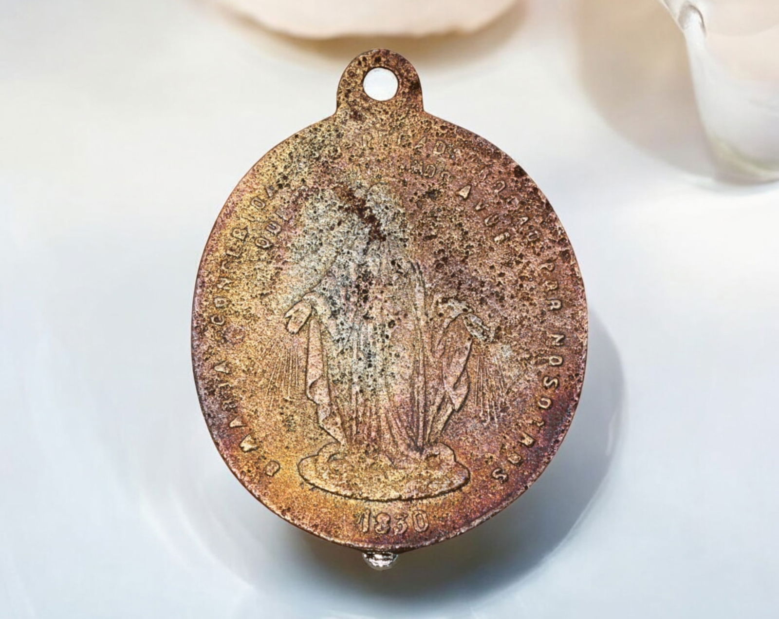 FRANCE: Miraculous Medal of the Immaculate Conception - Bronze, 19th Century (1 of 3)