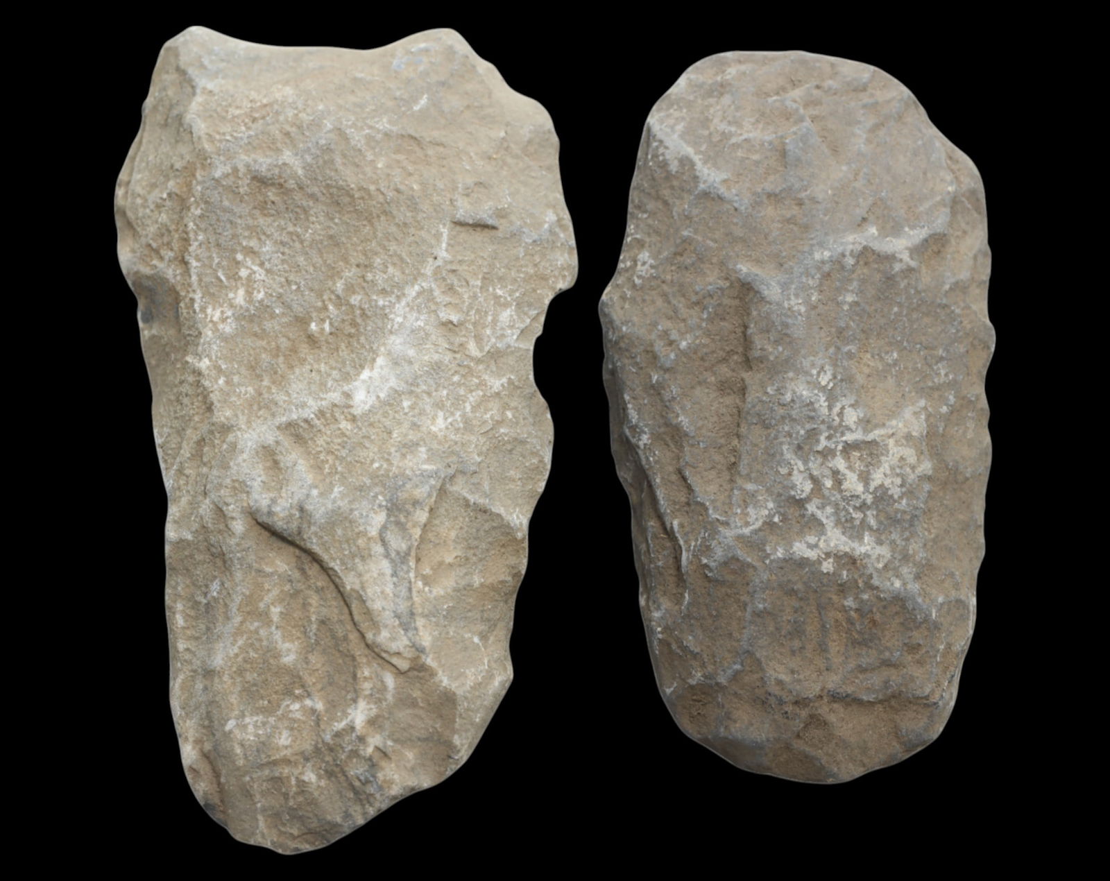 NEOLITHIC PERIOD: Hand-Carved Stone Axe Heads - 250g, 9.8-8.7cm (1 of 2)