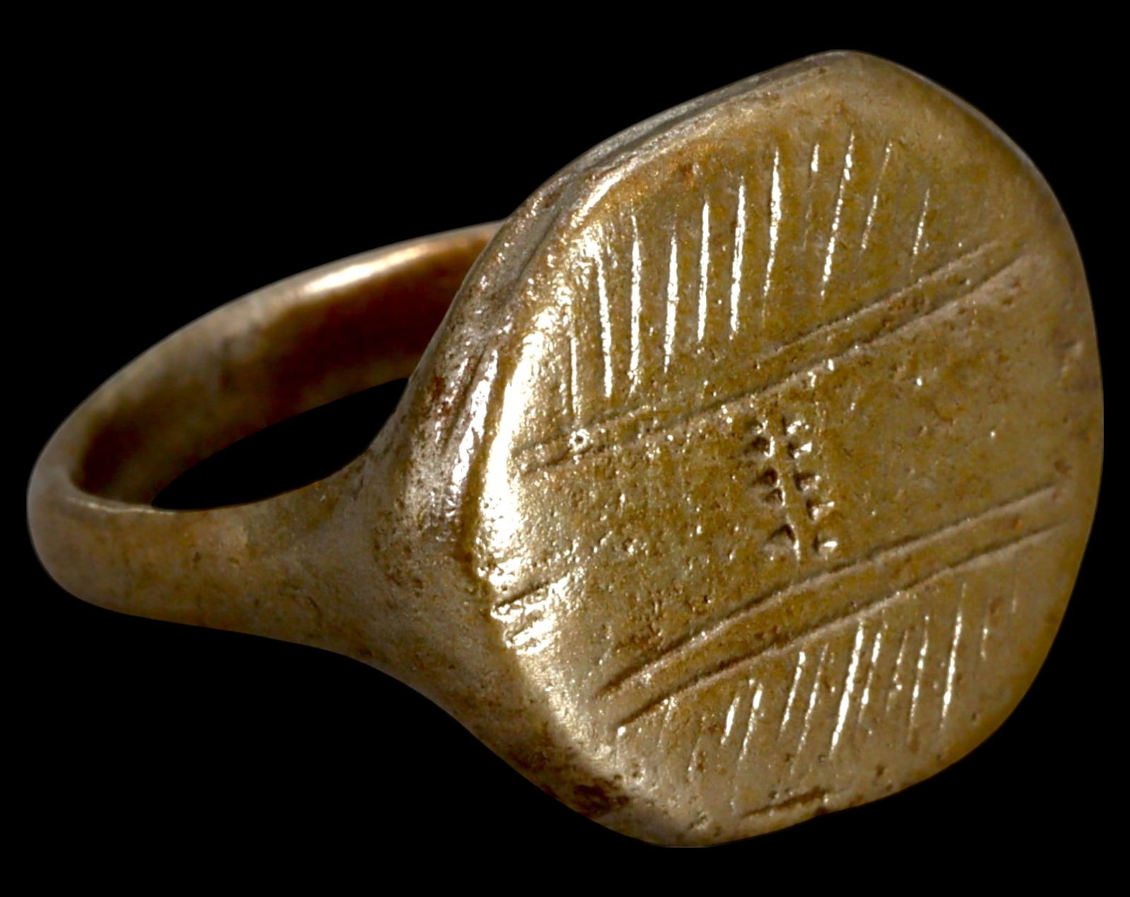 MEDIEVAL EUROPEAN: Bronze Warrior's Signet Ring - Viking/Germanic Influence, 9th-12th Century (1 of 2)