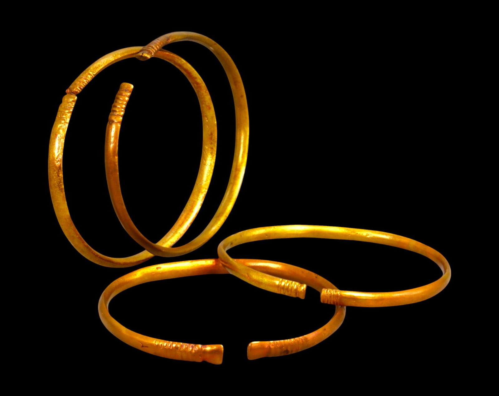 WEST AFRICA: Akan Gold-Dusted Bronze Currency Bracelets (Set of 4) - 19th-20th C, 6.2-6.4cm, 64g (1 of 1)