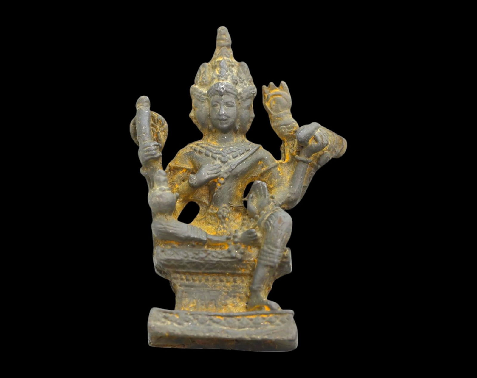 INDIA / SOUTHEAST ASIA: Bronze Hindu Deity Figurine - Vishnu or Brahma, c. 10th-15th Century (1 of 2)