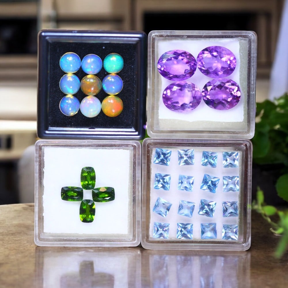 Amethyst, Chrome Diopside, Blue Topaz & Welo Opal (1 of 1)