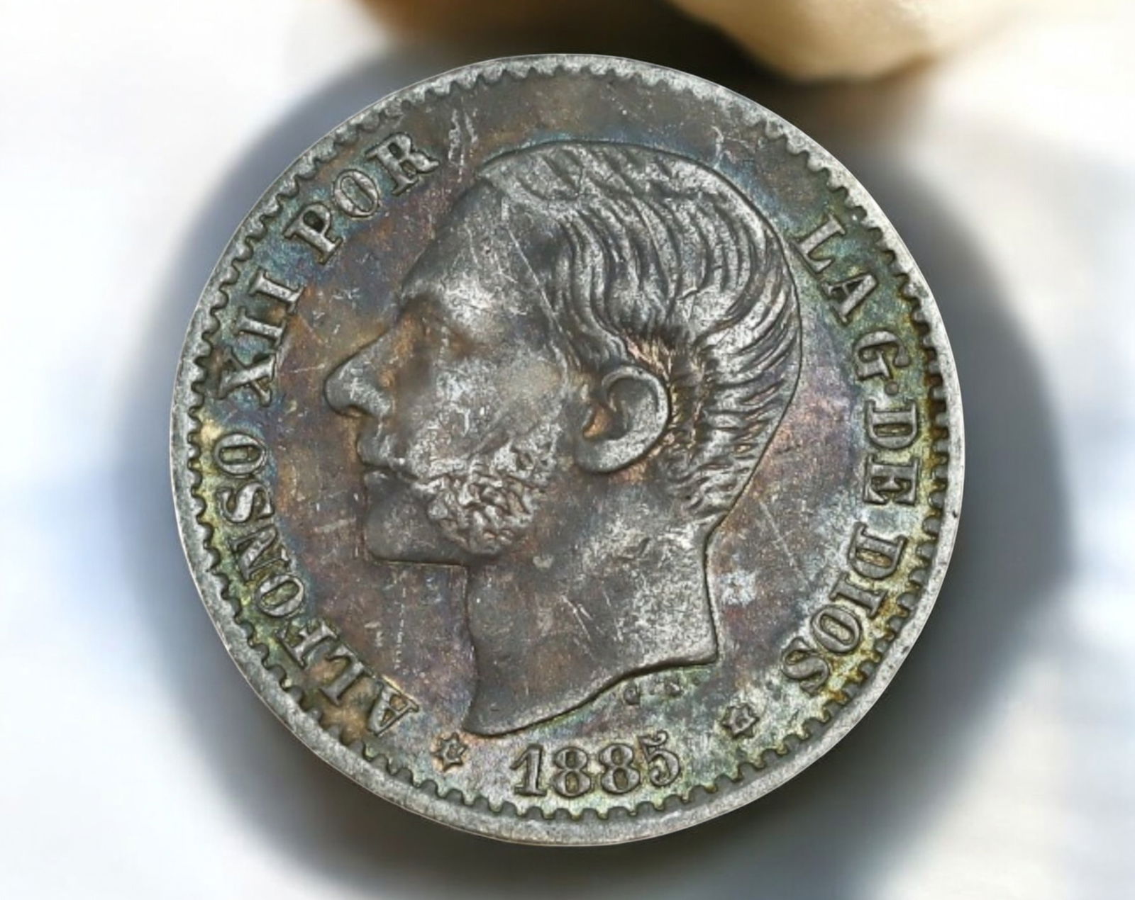 SPAIN: Alfonso XII - Silver 50 Centimos Coin, 1885 (Madrid Mint) (1 of 3)