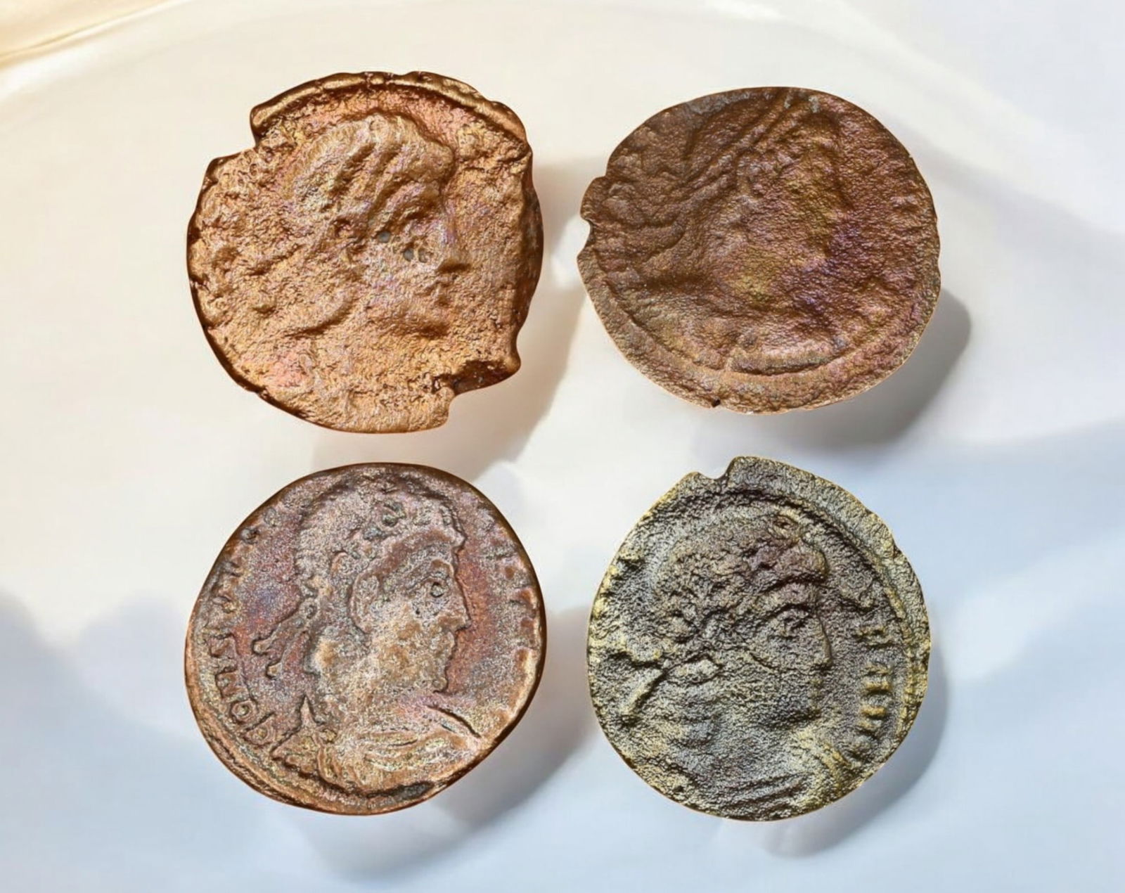 ROMAN EMPIRE: Lot of 4 Late Roman Bronze AE Coins 15mm, c. 3rd-5th Century AD (1 of 2)
