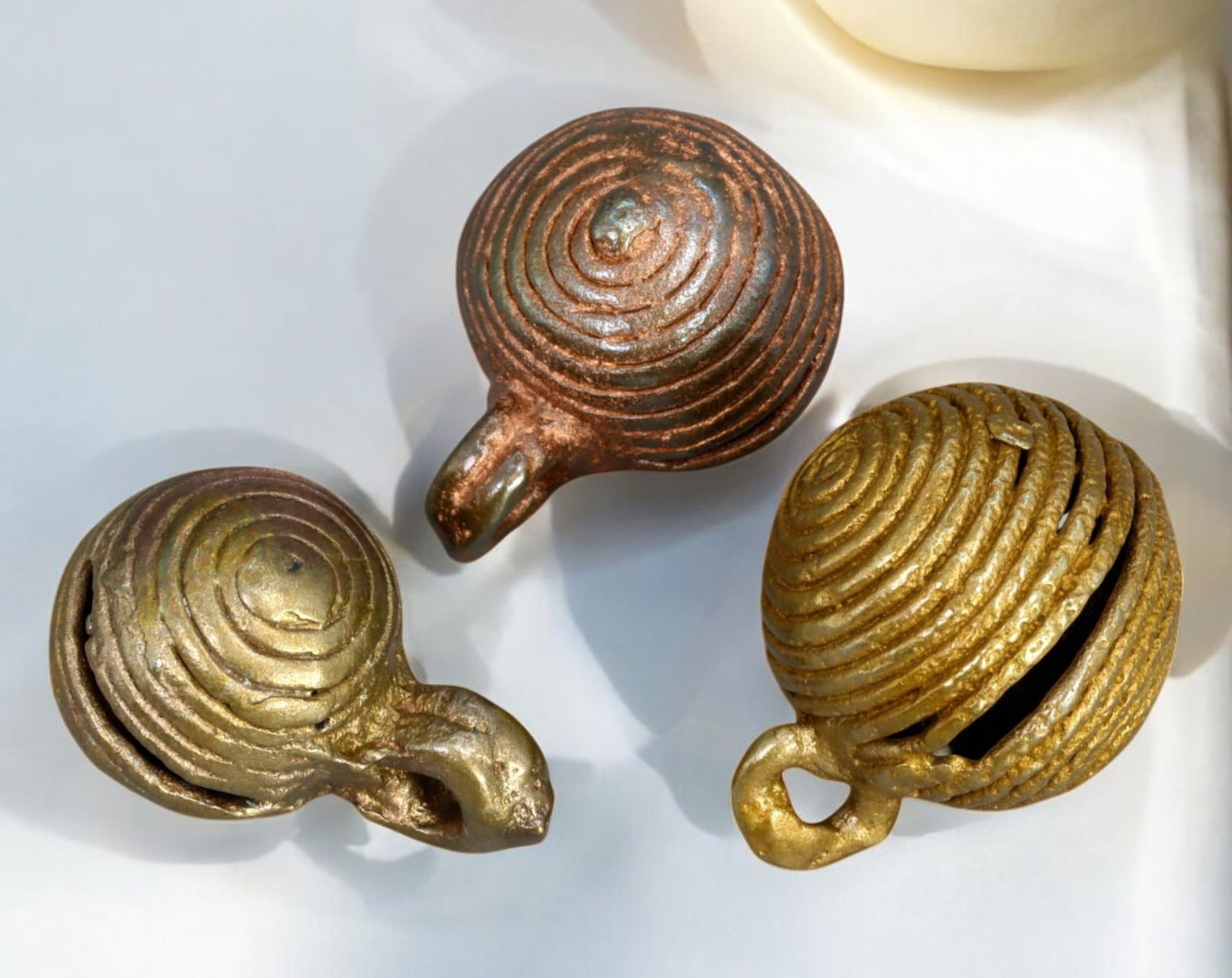 BURMA: Chin Tribal Bronze Bells - Ritual & Ornamentation, 18th Century, 3 Pieces, 1.5-2cm, 37g (1 of 1)