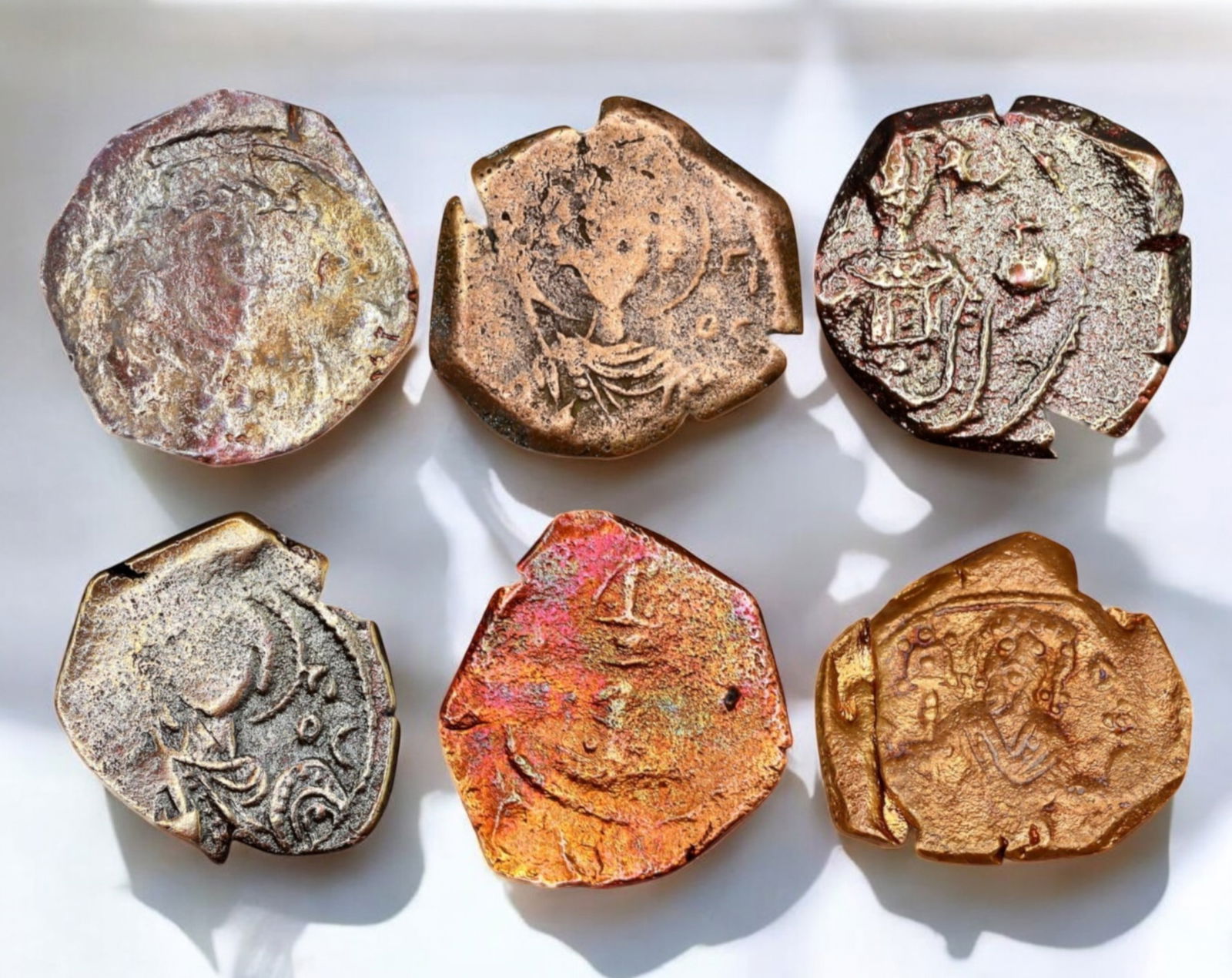 BYZANTINE EMPIRE: Lot of 6 AE Follis Coin - Imperial & Christ Types, 16-19mm (1 of 3)