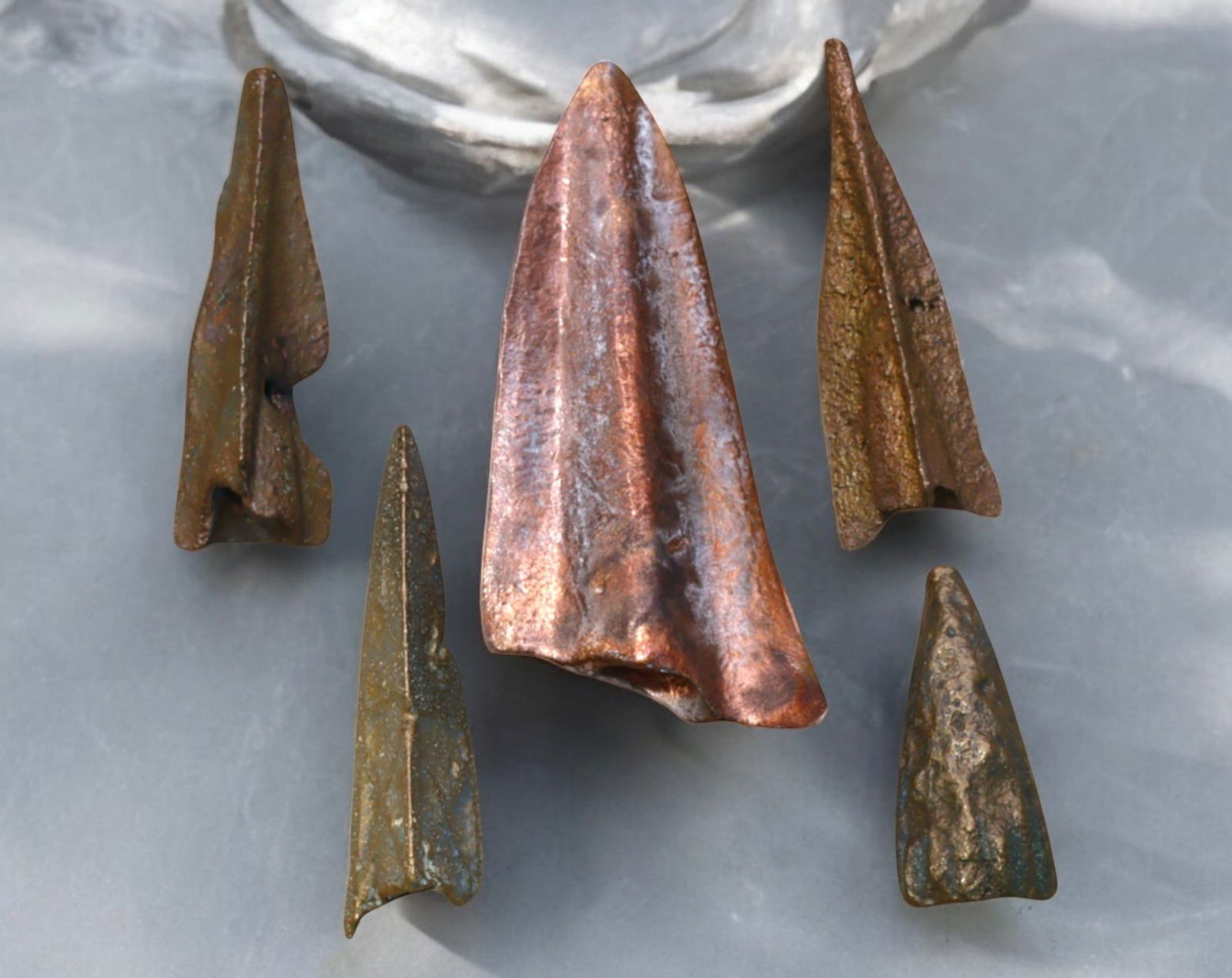 SCYTHIAN-SARMATIAN: Bronze Arrowheads, 1.7-3.6cm, 5pcs, 7th-3rd Century BC (1 of 1)