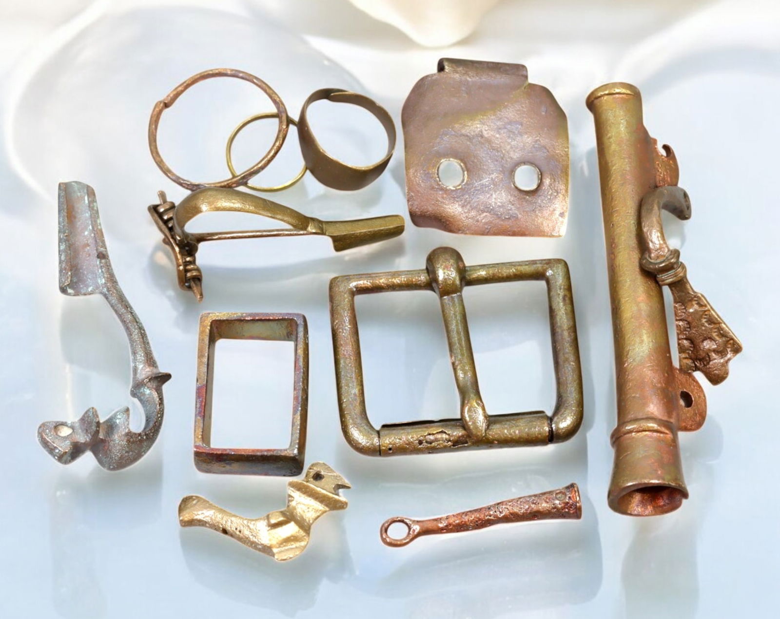 MEDIEVAL & POST-MEDIEVAL: Assorted Bronze & Brass Artifacts - Buckles, Rings,and Ornamental Fittings (1 of 1)