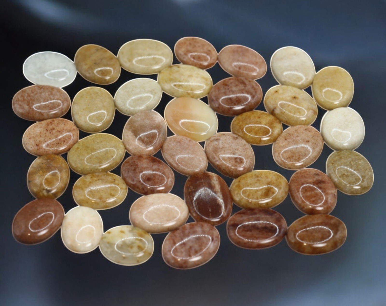 MULTI-COLOR CHALCEDONY: 36 Polished Oval Beads - 24g, 1.5cm Each (1 of 1)