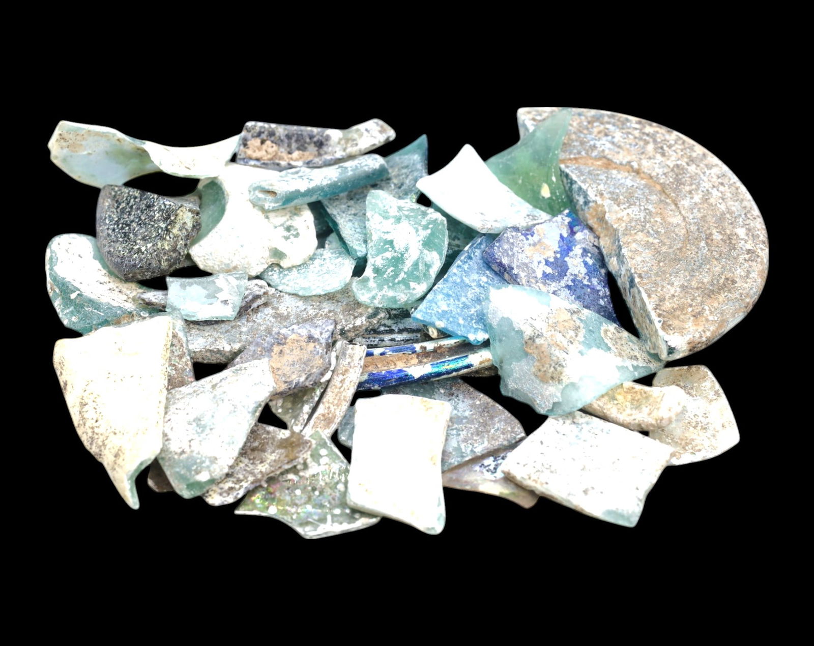 CRUSADER PERIOD: Ancient Glass Vessel Fragments - 12th-13th Century CE, 1-8.3cm, 190g (1 of 1)