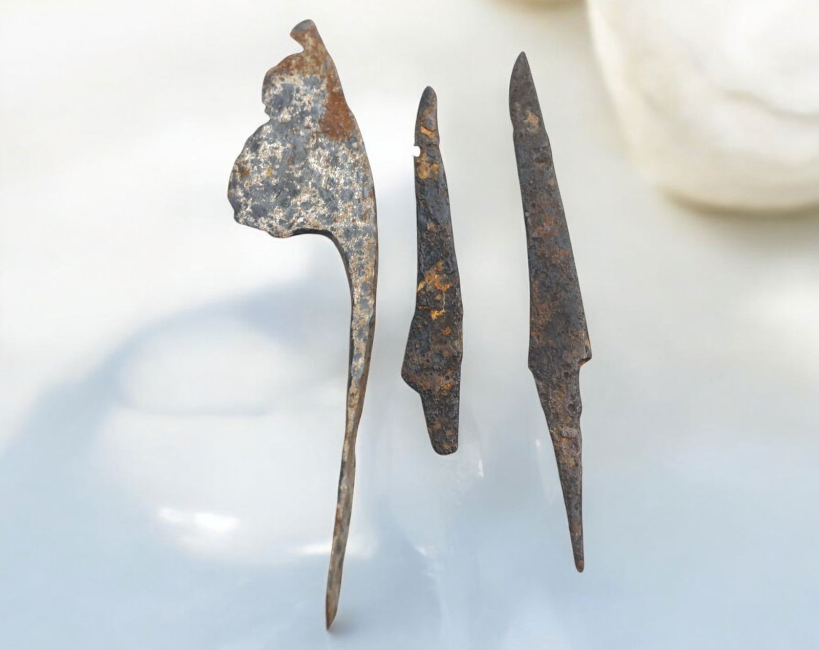 ANCIENT EUROPE: Iron Blade and Tool Fragments - Possible Knife, Arrowhead,  c. 1st Millennium BCE (1 of 2)