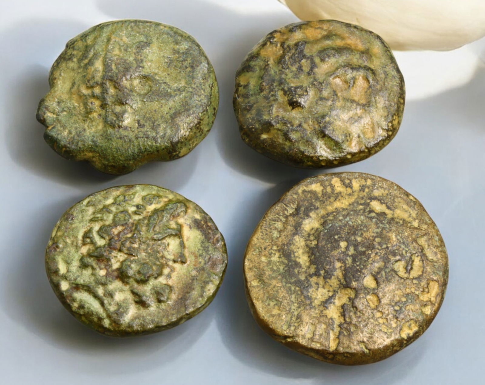 ANCIENT GREECE: Mixed AE Coin Lot - 4 Coins, 15-18mm, 15g, ca. 4th-2nd Century BCE (1 of 2)