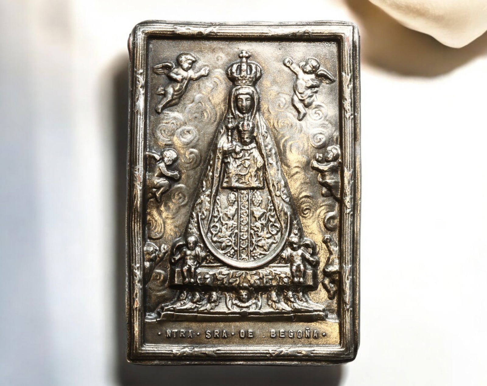 SPAIN: "Nuestra Senora de Begona" Silver-Plated Rectangular Devotional Plaque - 61mm x 41mm, 21g (1 of 3)